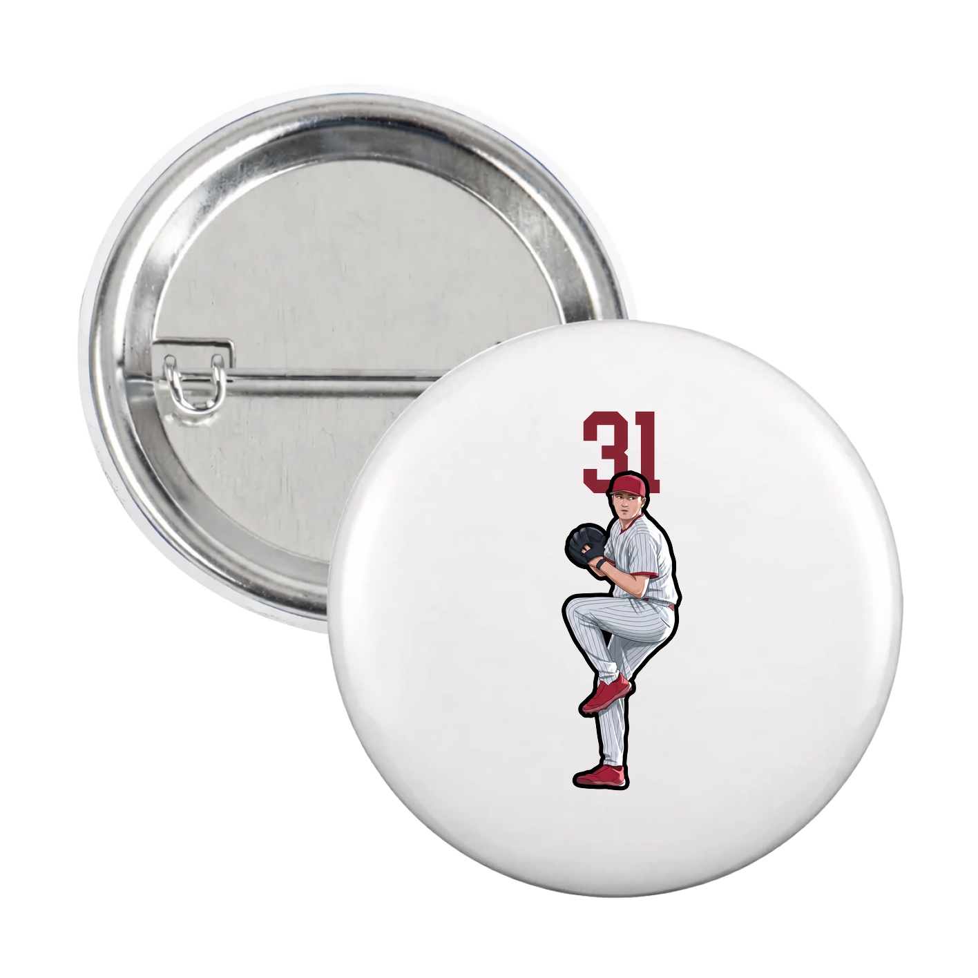 Game Day Button — Number Top in White