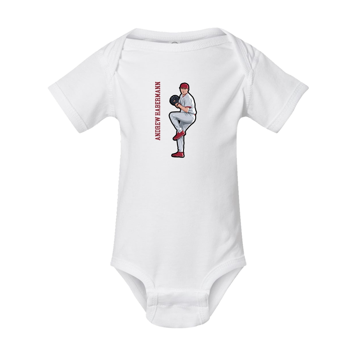 Baby Onesie — Name Vertical in White