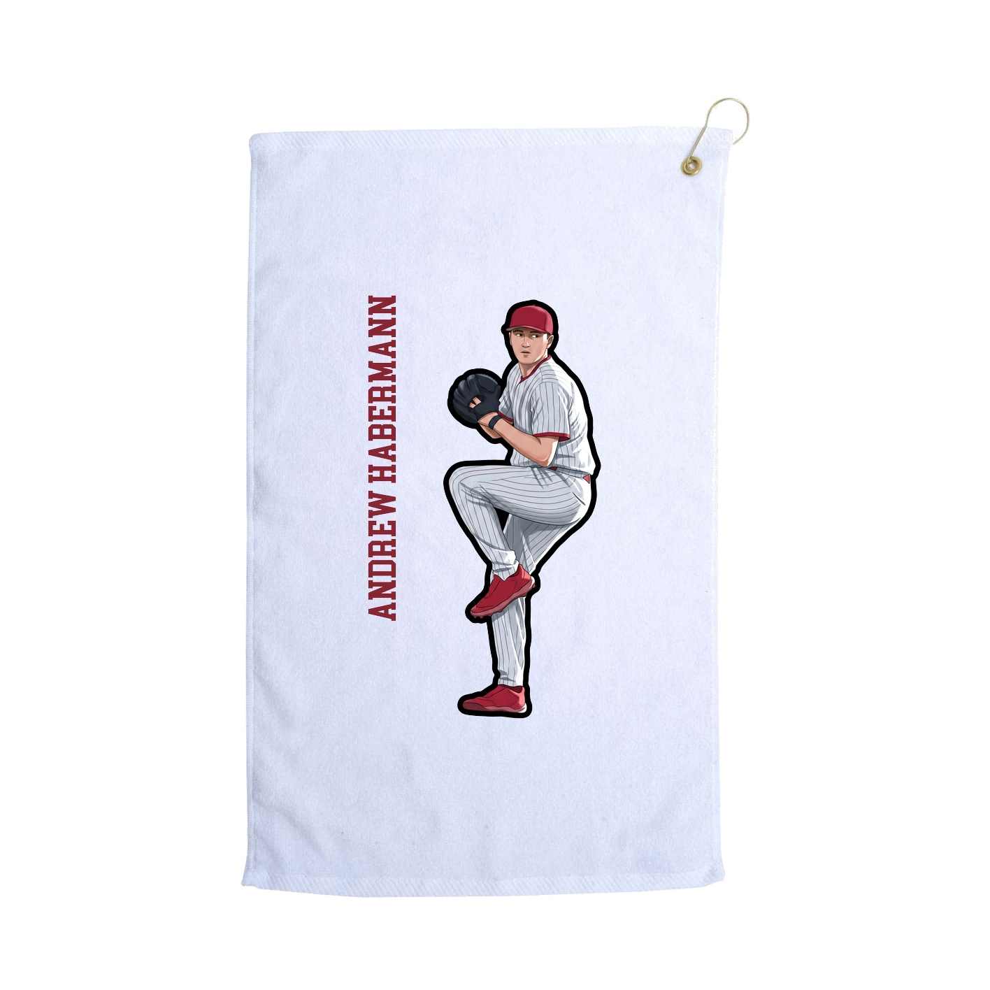 Golf Towel — Name Vertical in White