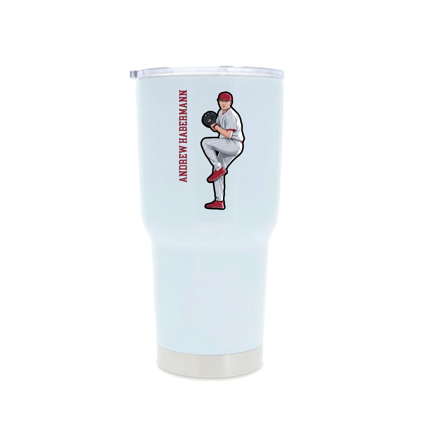 30oz Stainless Steel Tumbler — Name Vertical in White