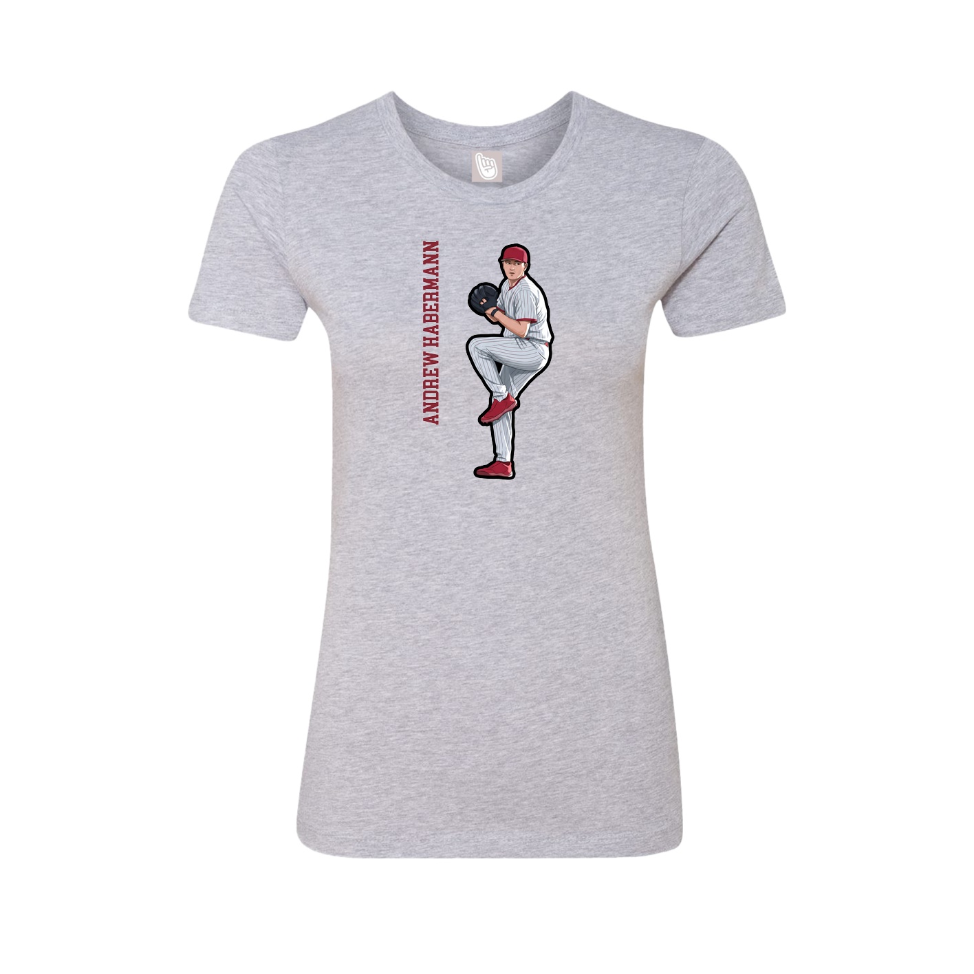 Fitted Women's Tee — Name Vertical in Grey
