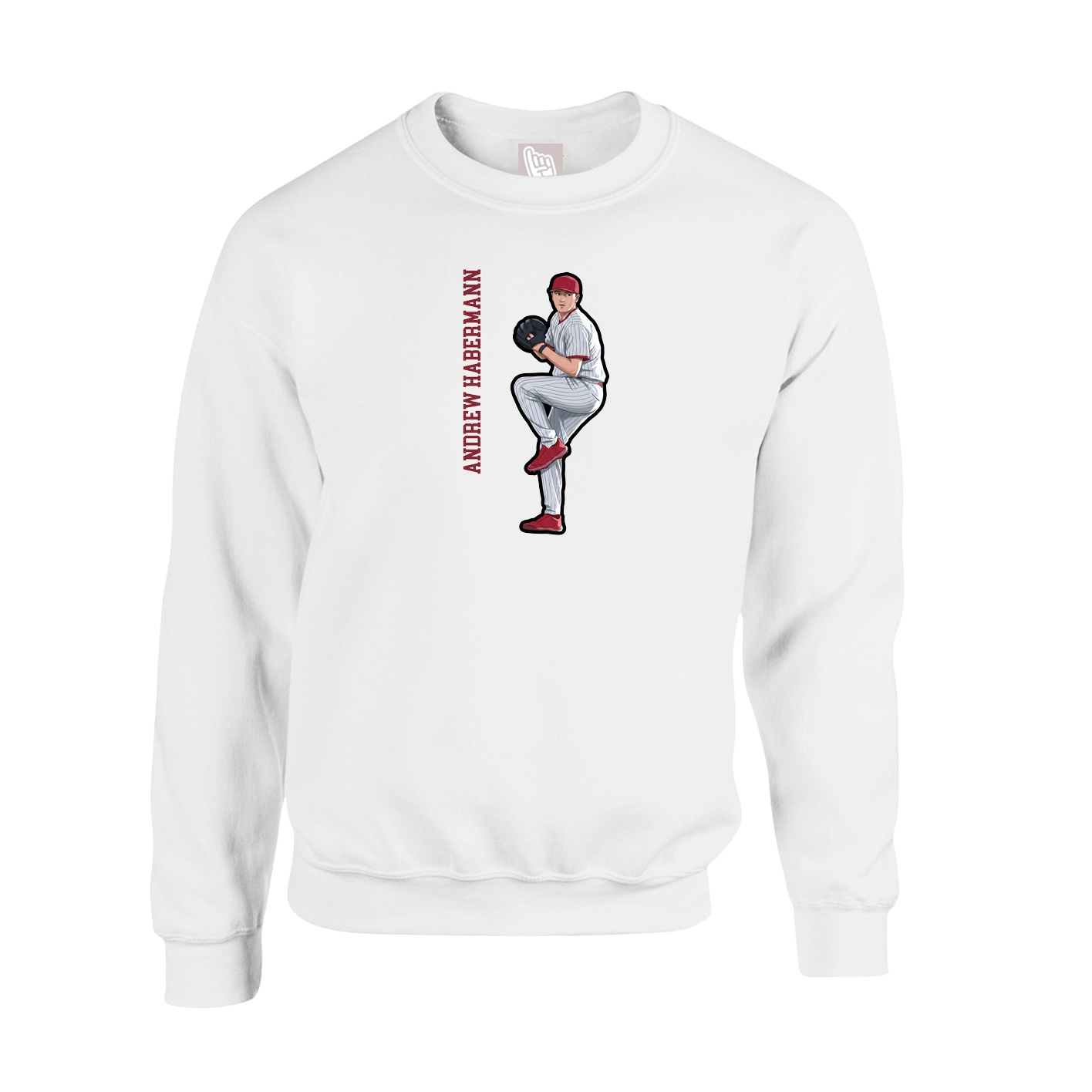 Fleece Crew — Name Vertical in White