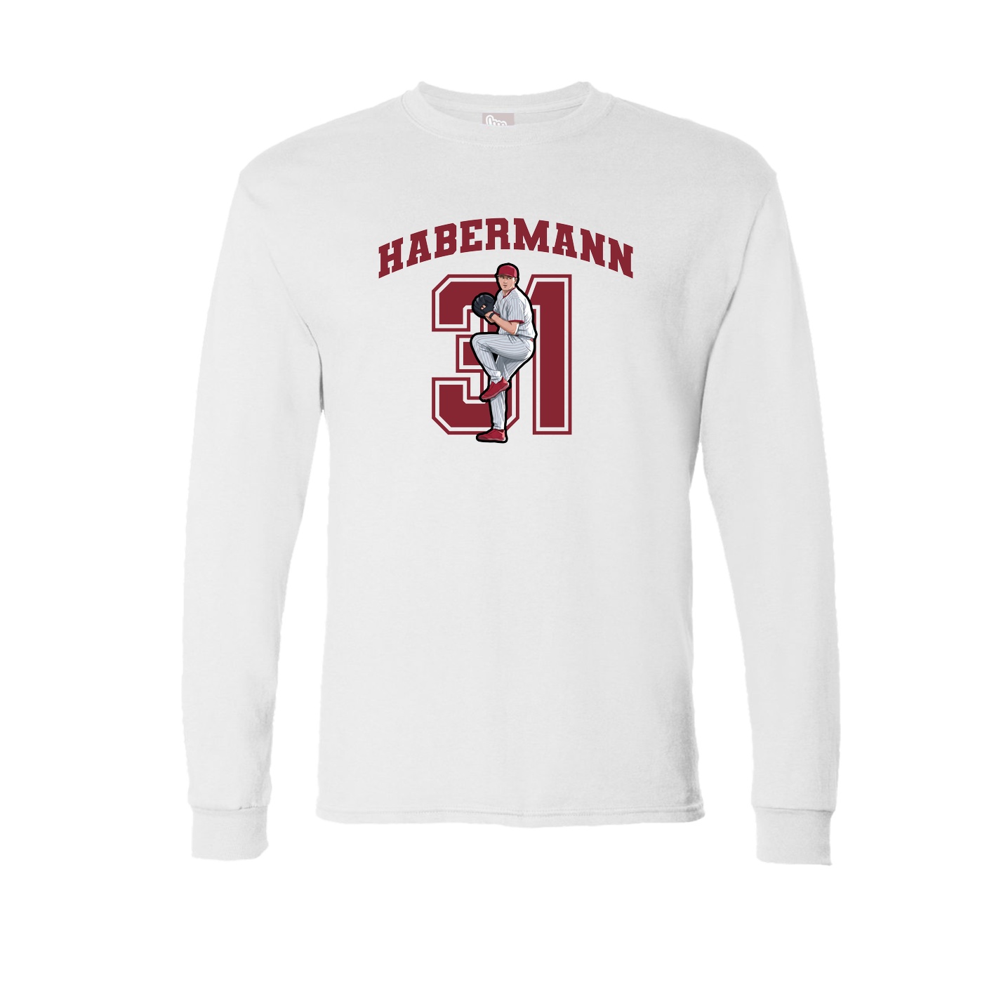 Long Sleeve Tee — Number in White