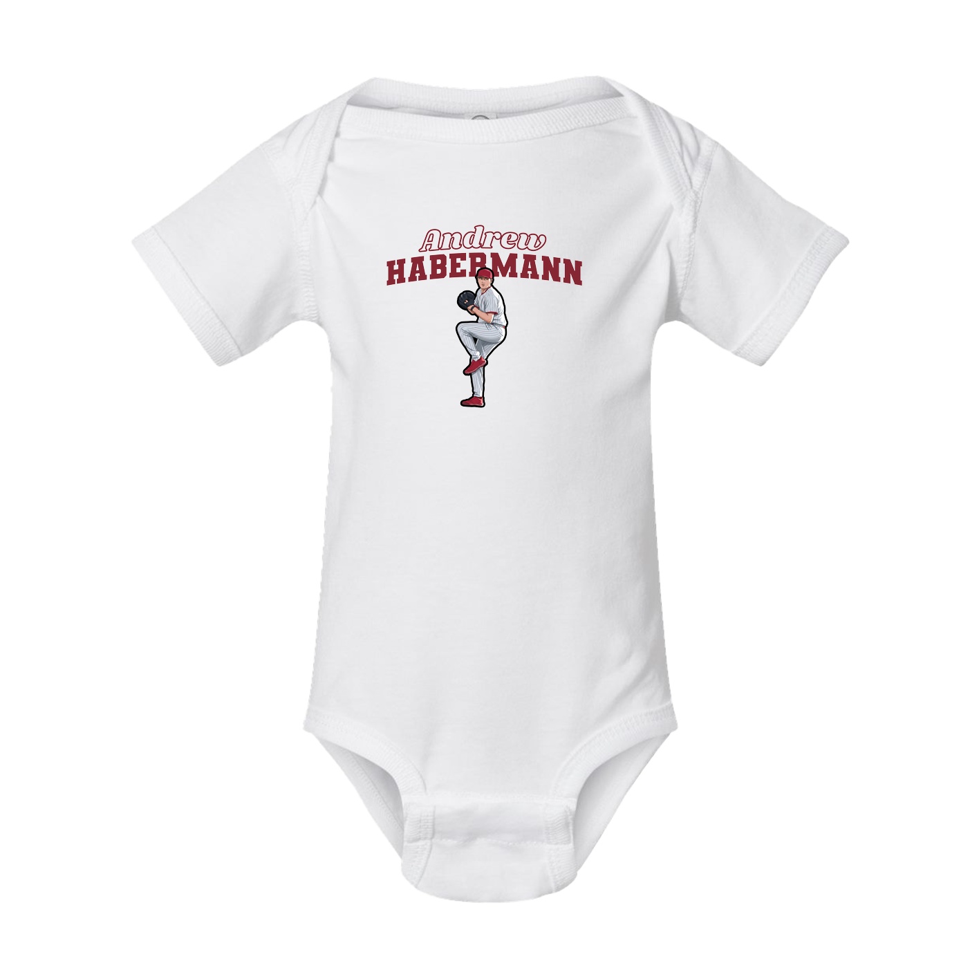 Baby Onesie — Name Arch in White