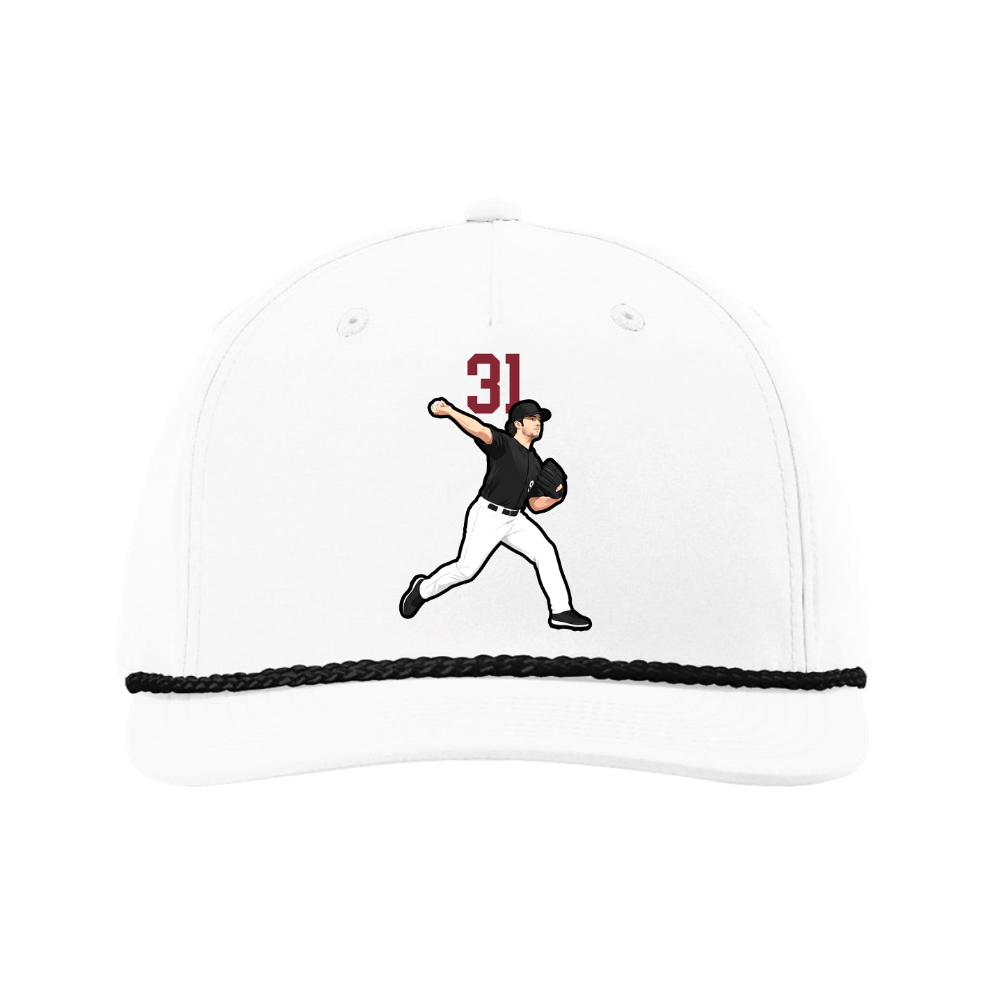 Five-Panel Classic Rope Cap — Number Top in White