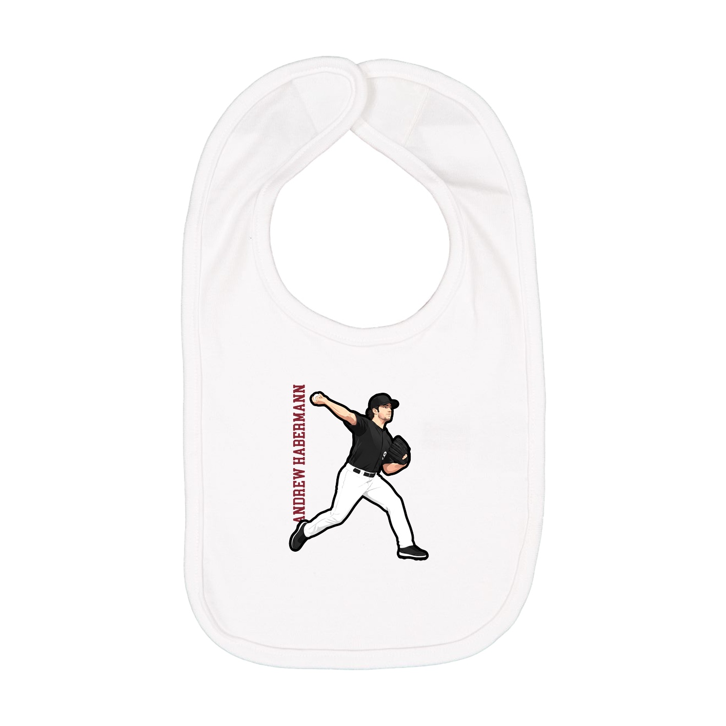 Infant Bib — Name Vertical in White