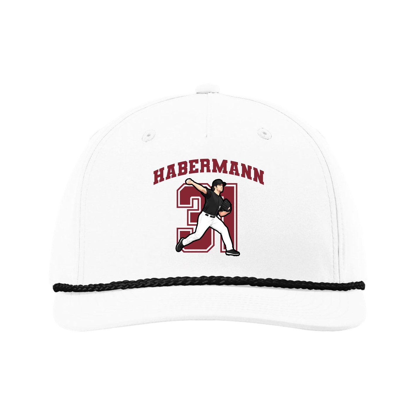 Five-Panel Classic Rope Cap — Number in White