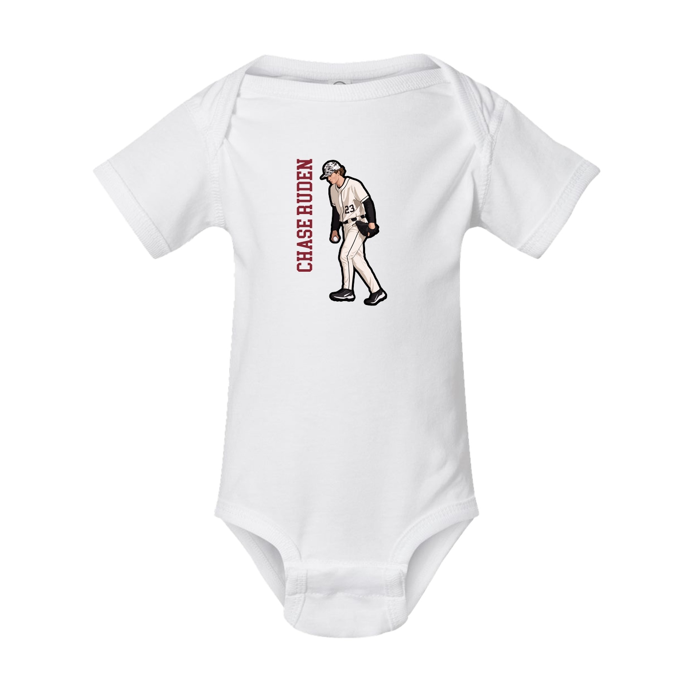 Baby Onesie — Name Vertical in White
