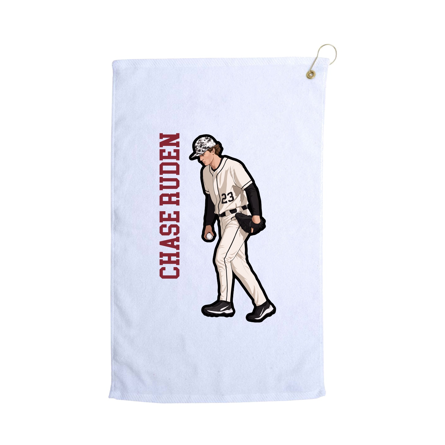 Golf Towel — Name Vertical in White