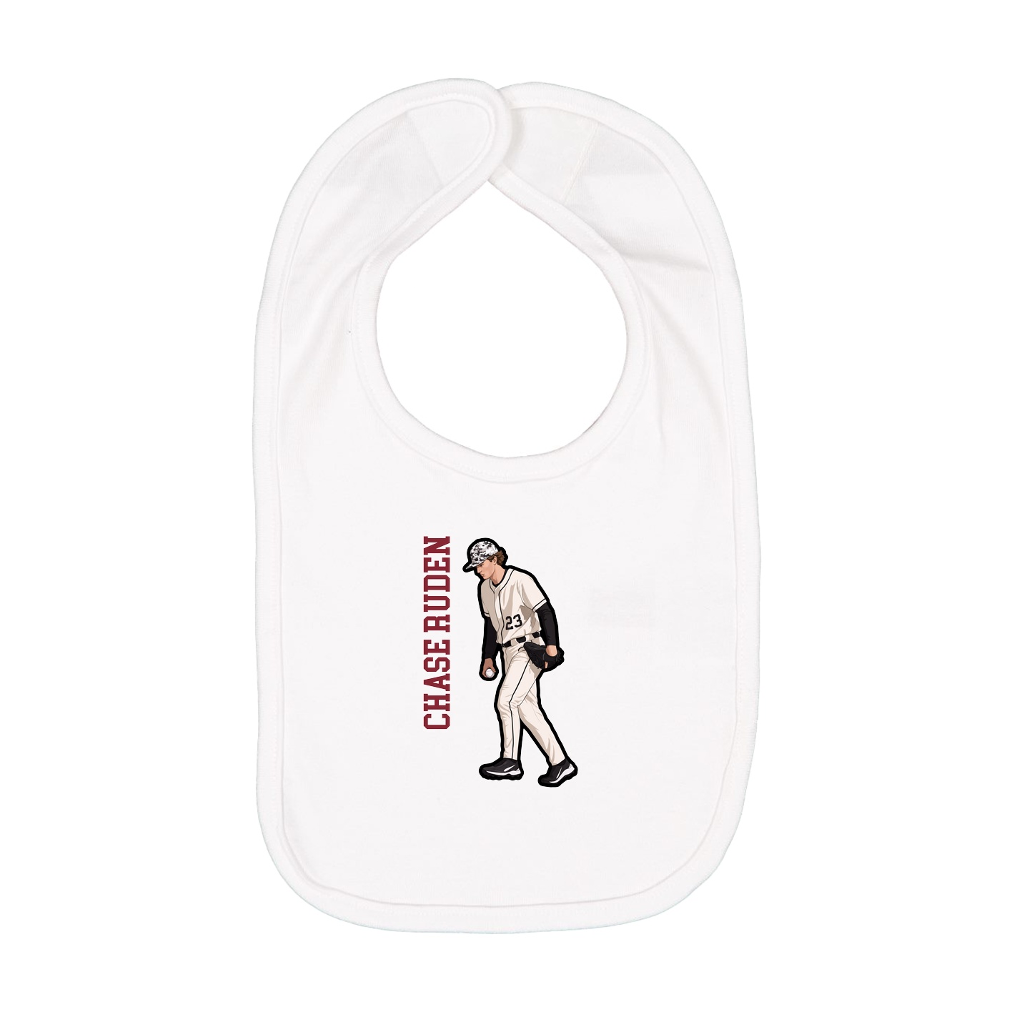 Infant Bib — Name Vertical in White