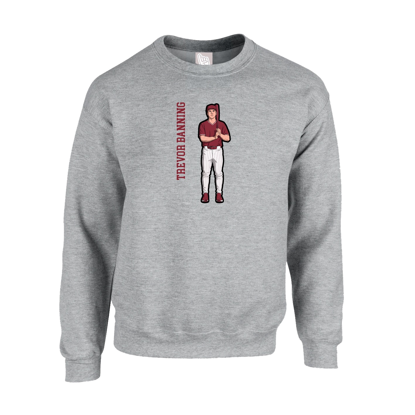 Fleece Crew — Name Vertical in Grey