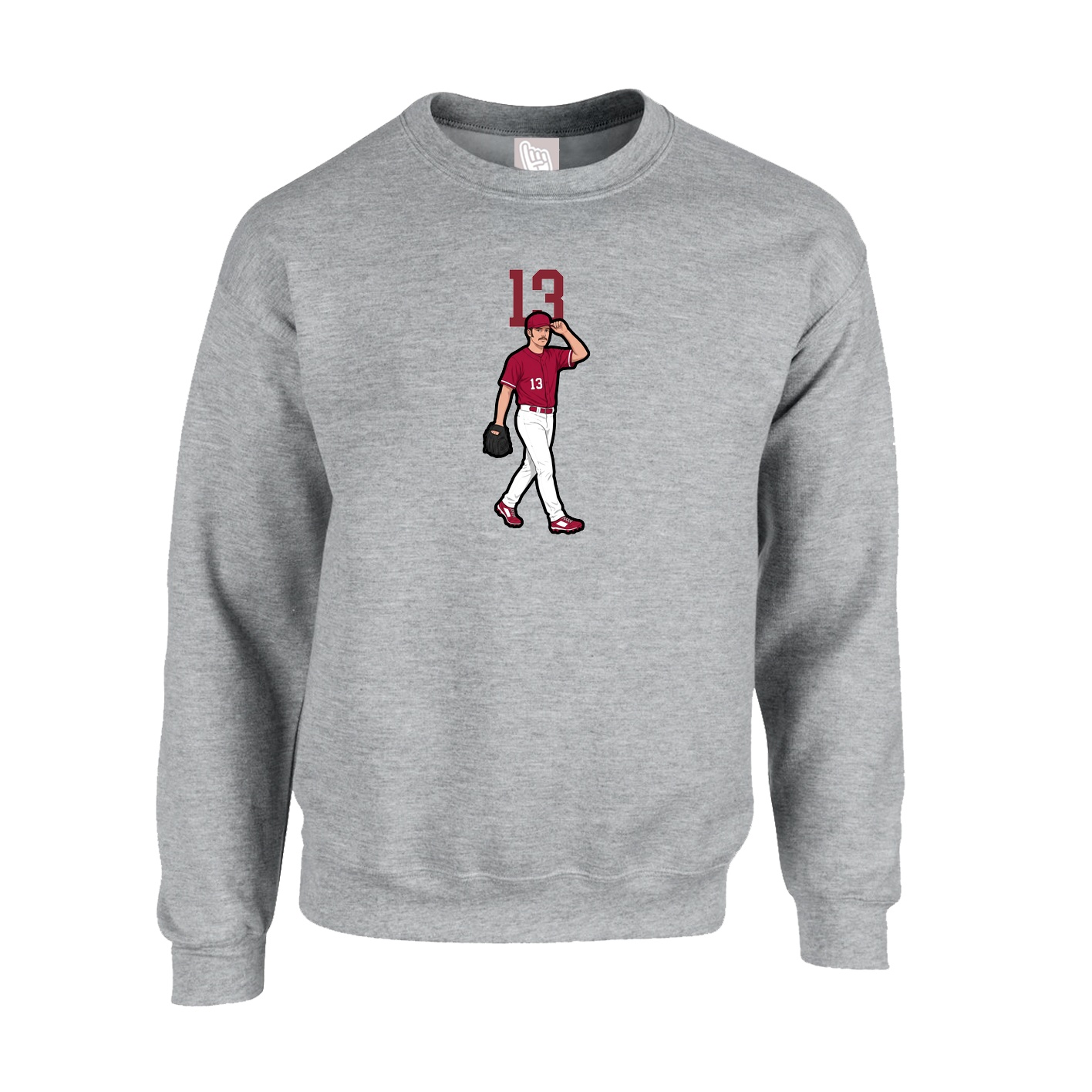 Fleece Crew — Number Top in Grey