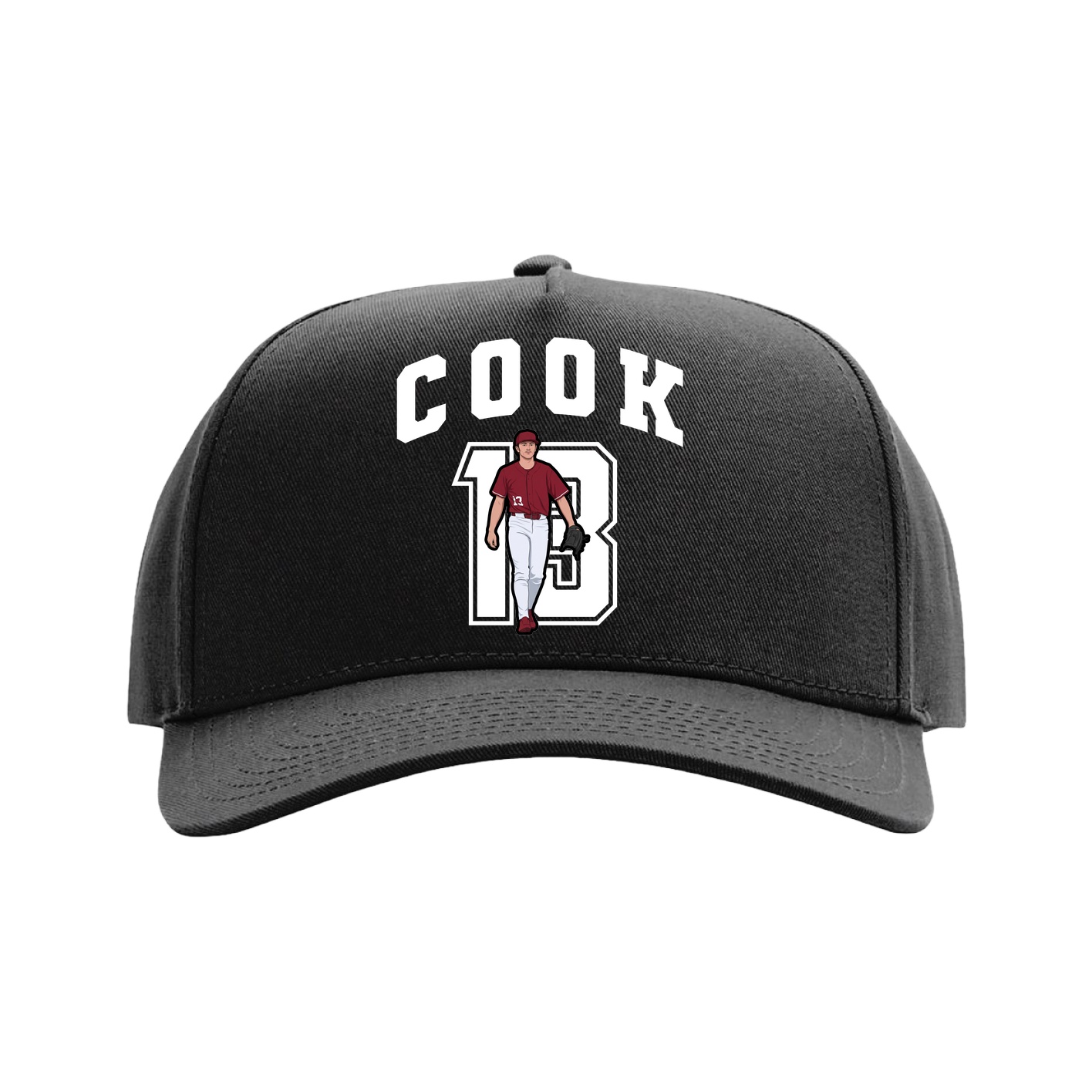 Full Fabric Five-Panel Champ Cap — Number in Black