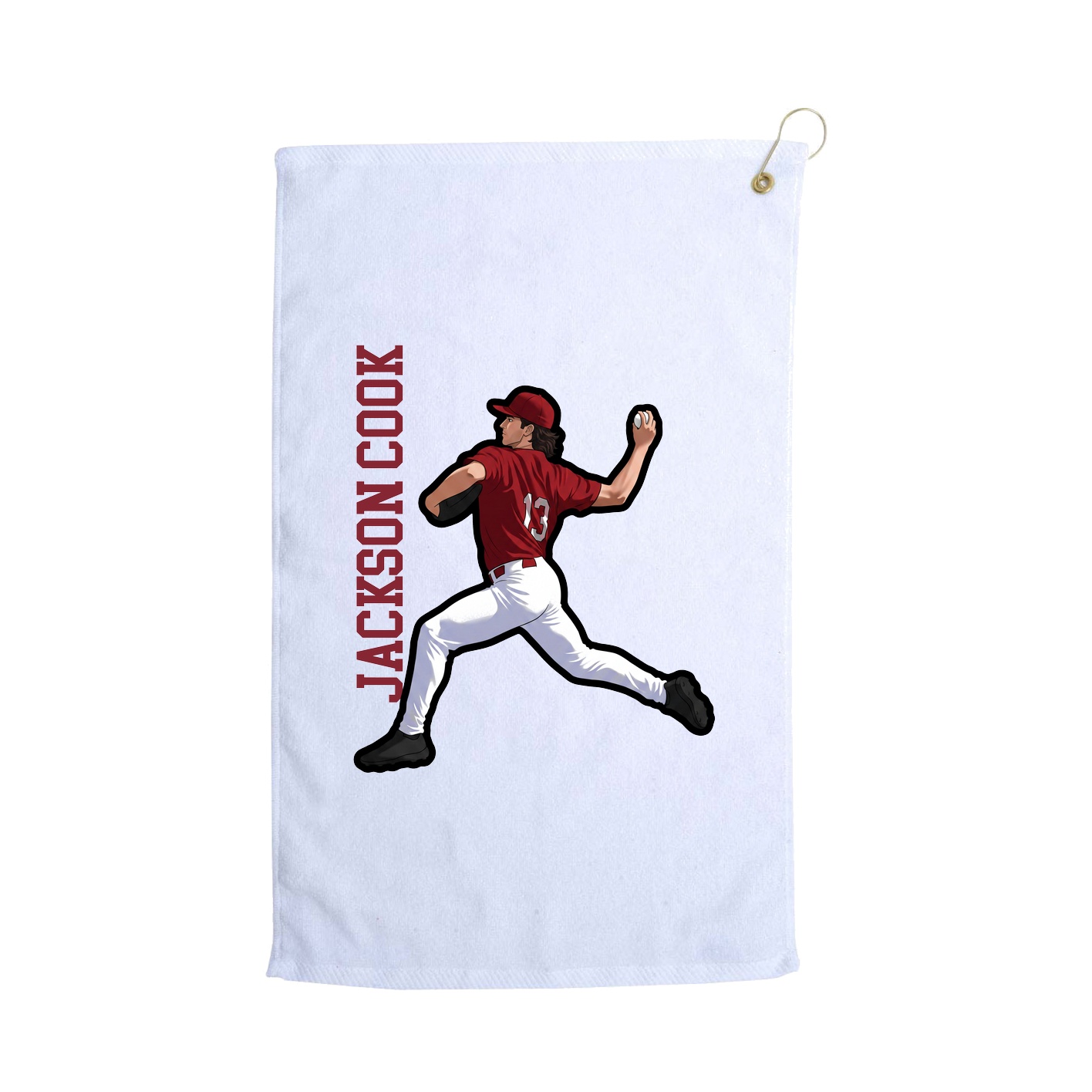 Golf Towel — Name Vertical in White