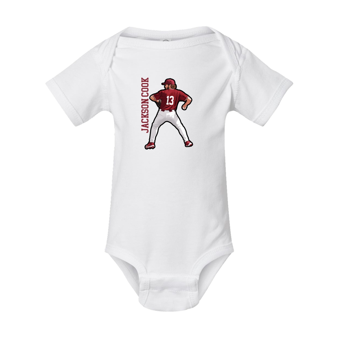 Baby Onesie — Name Vertical in White