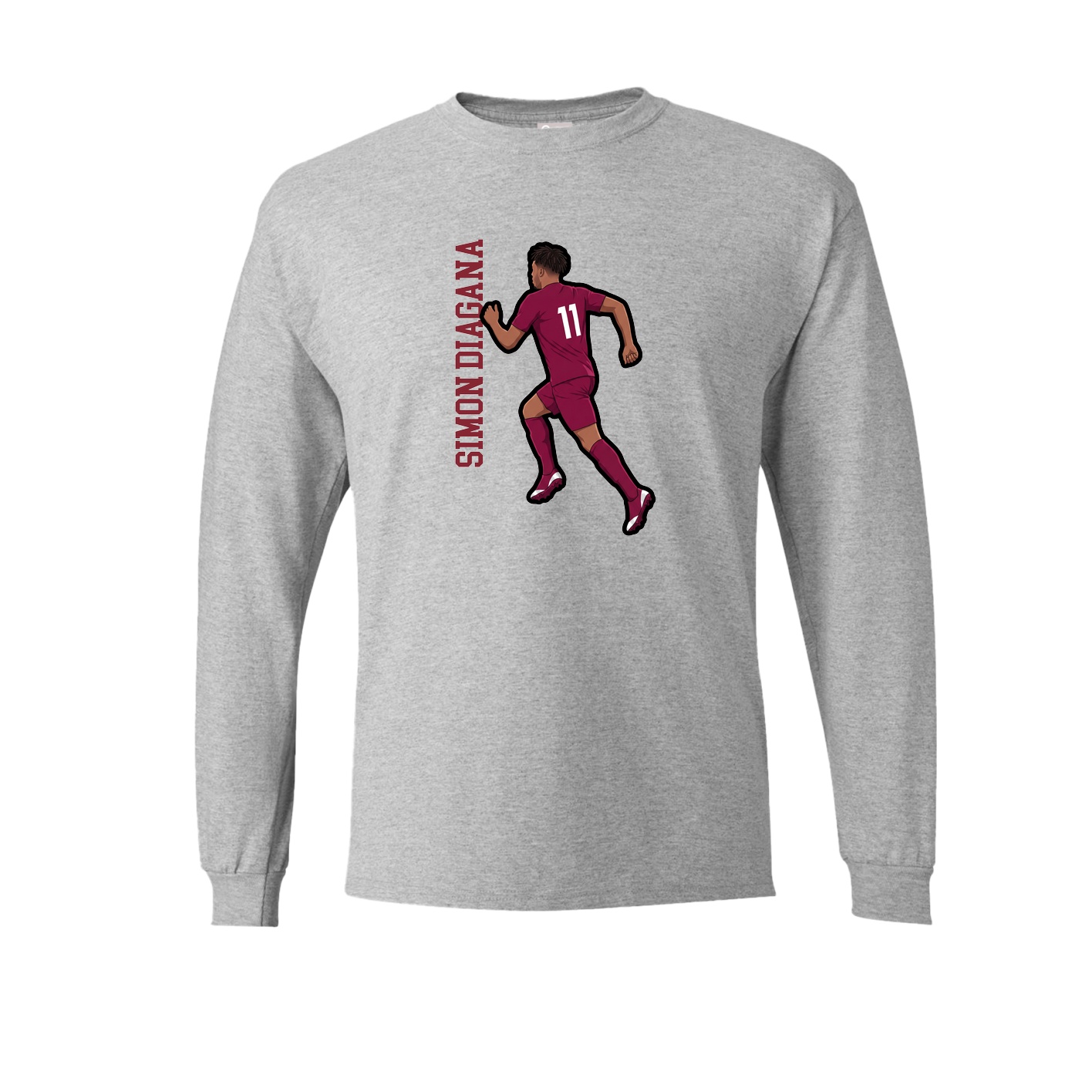 Long Sleeve Tee — Name Vertical in Grey
