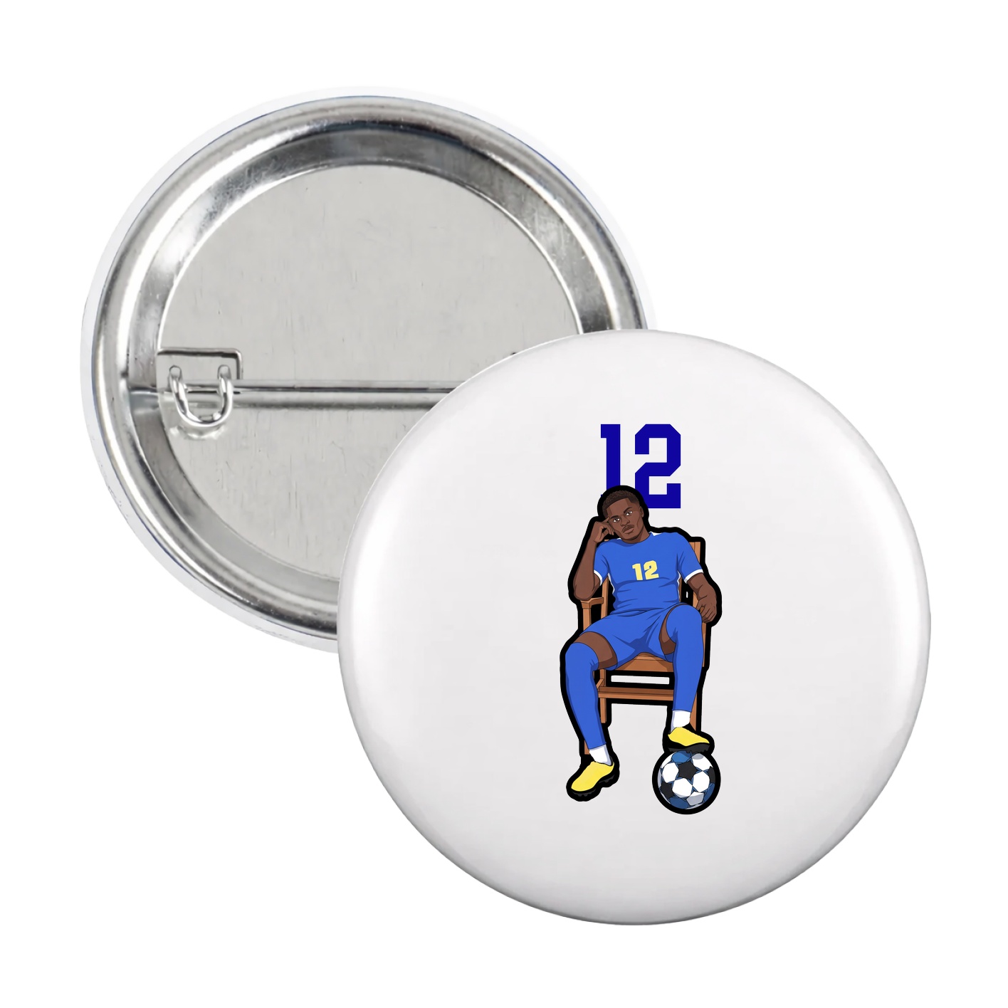 Game Day Button — Number Top in White