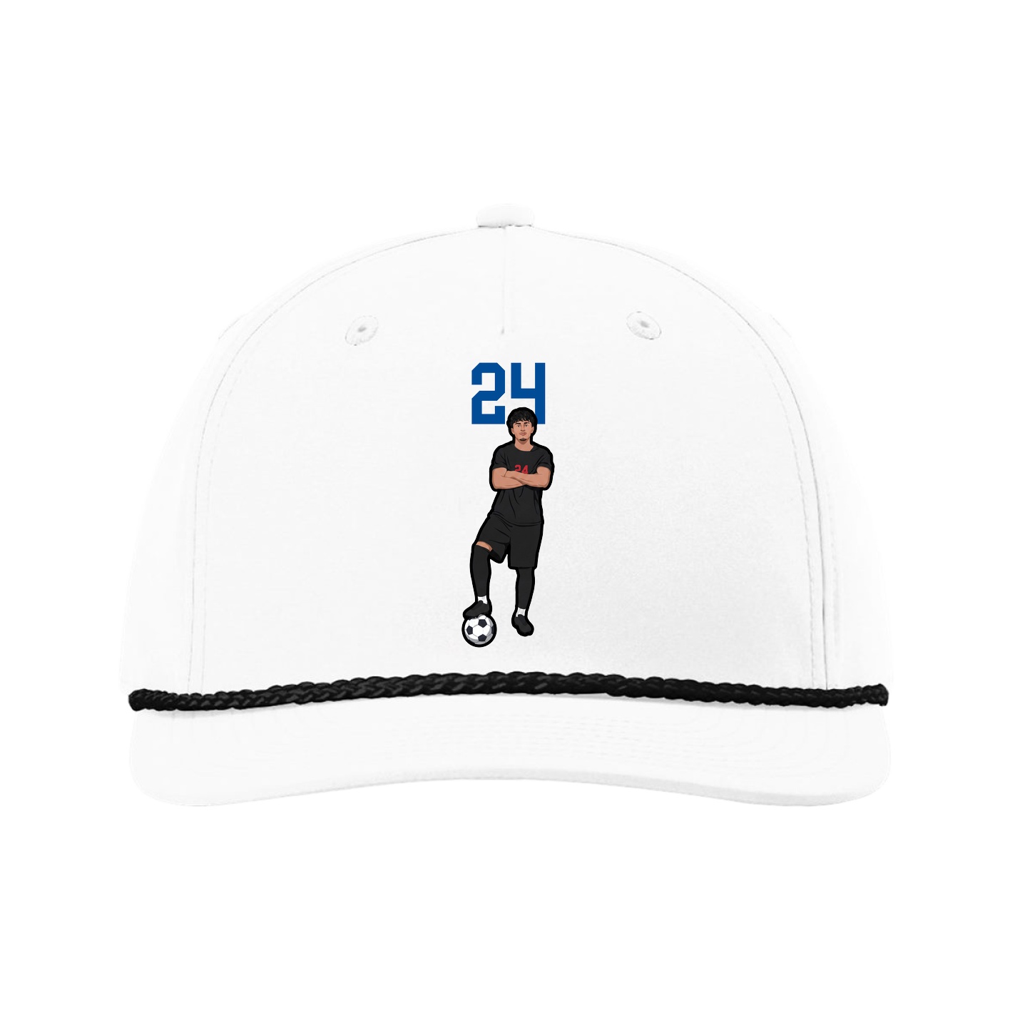 Five-Panel Classic Rope Cap — Number Top in White