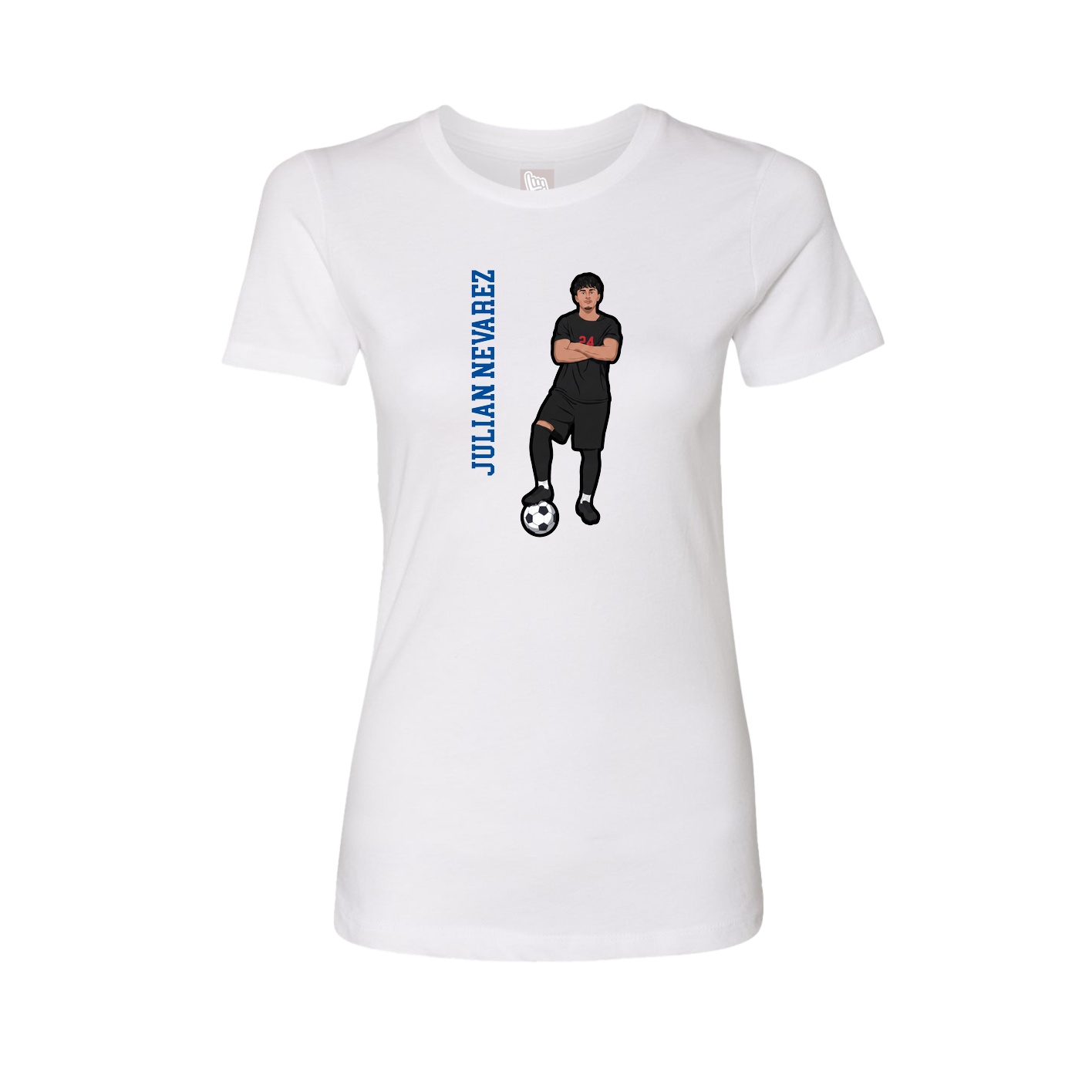 Fitted Women's Tee — Name Vertical in White