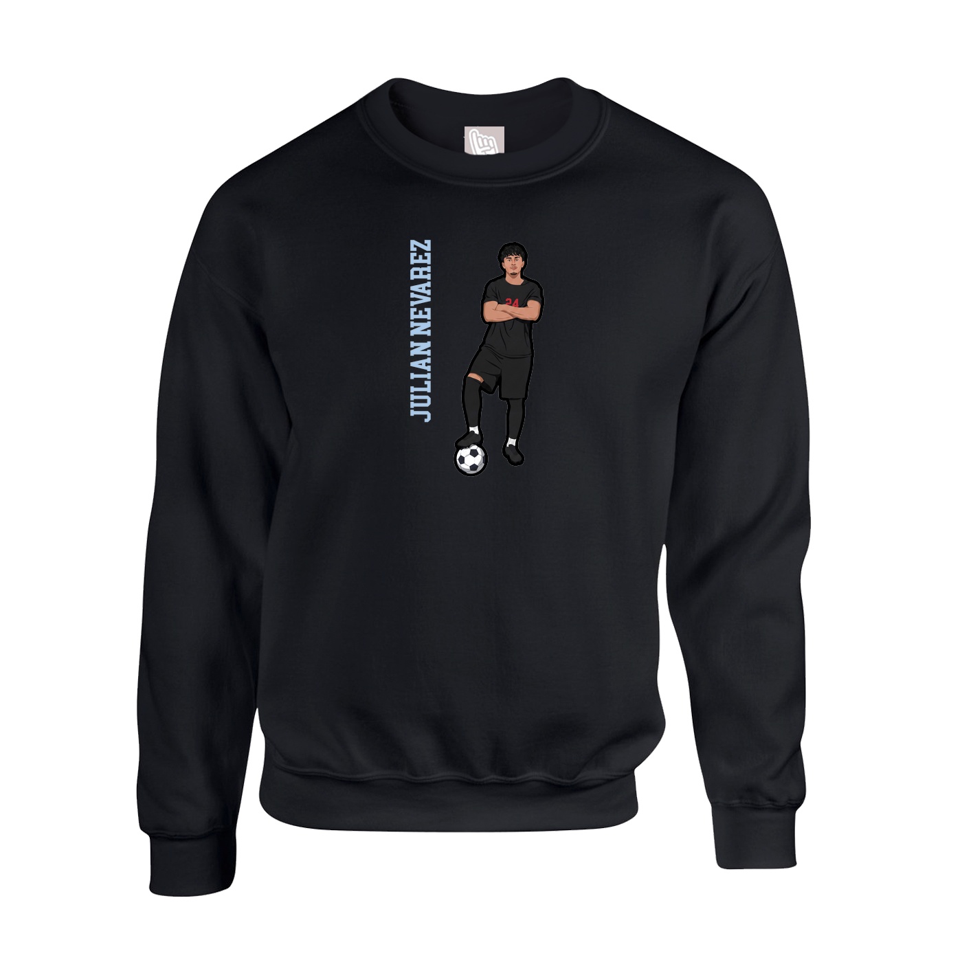 Fleece Crew — Name Vertical in Black