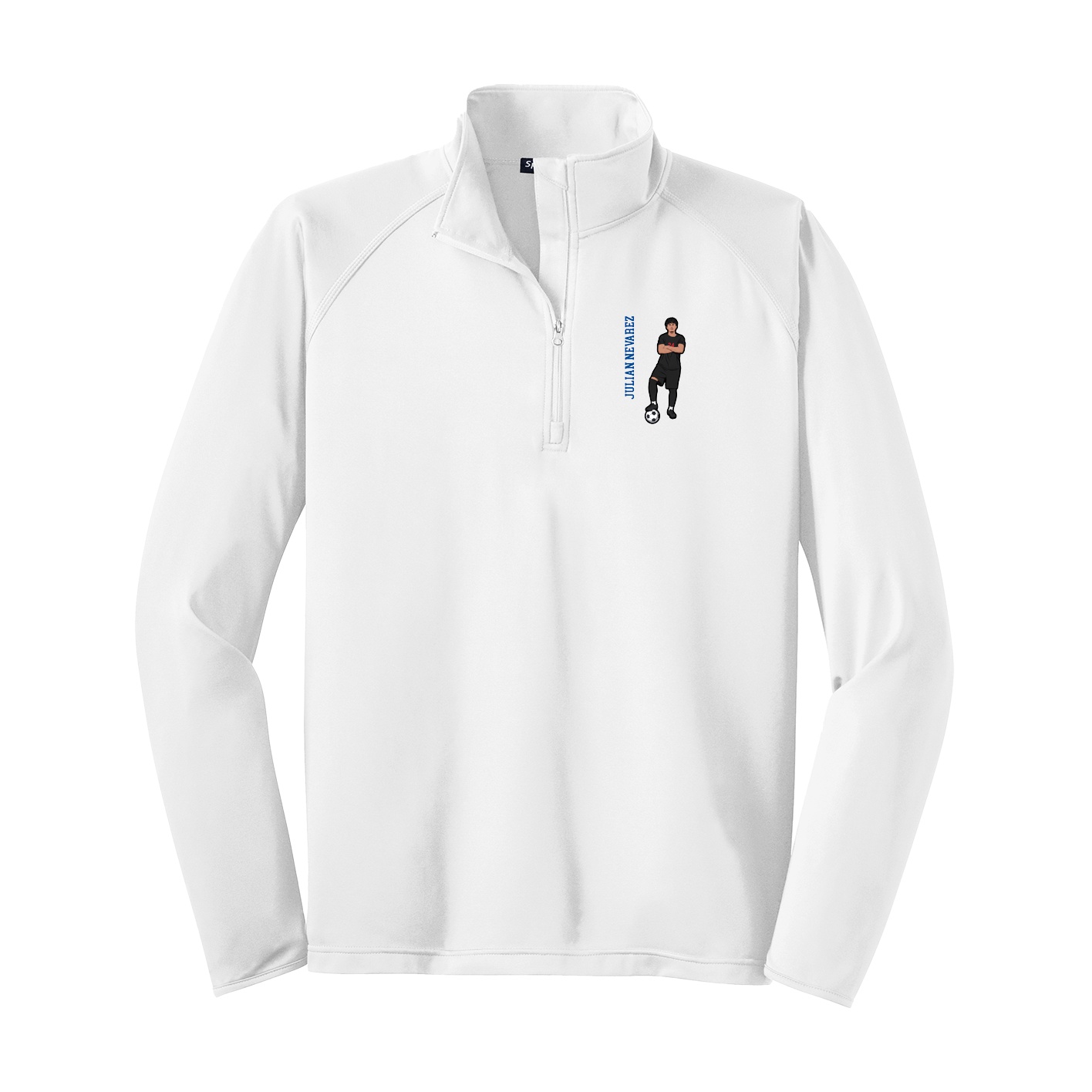 Q-Zip Pullover — Name Vertical in White