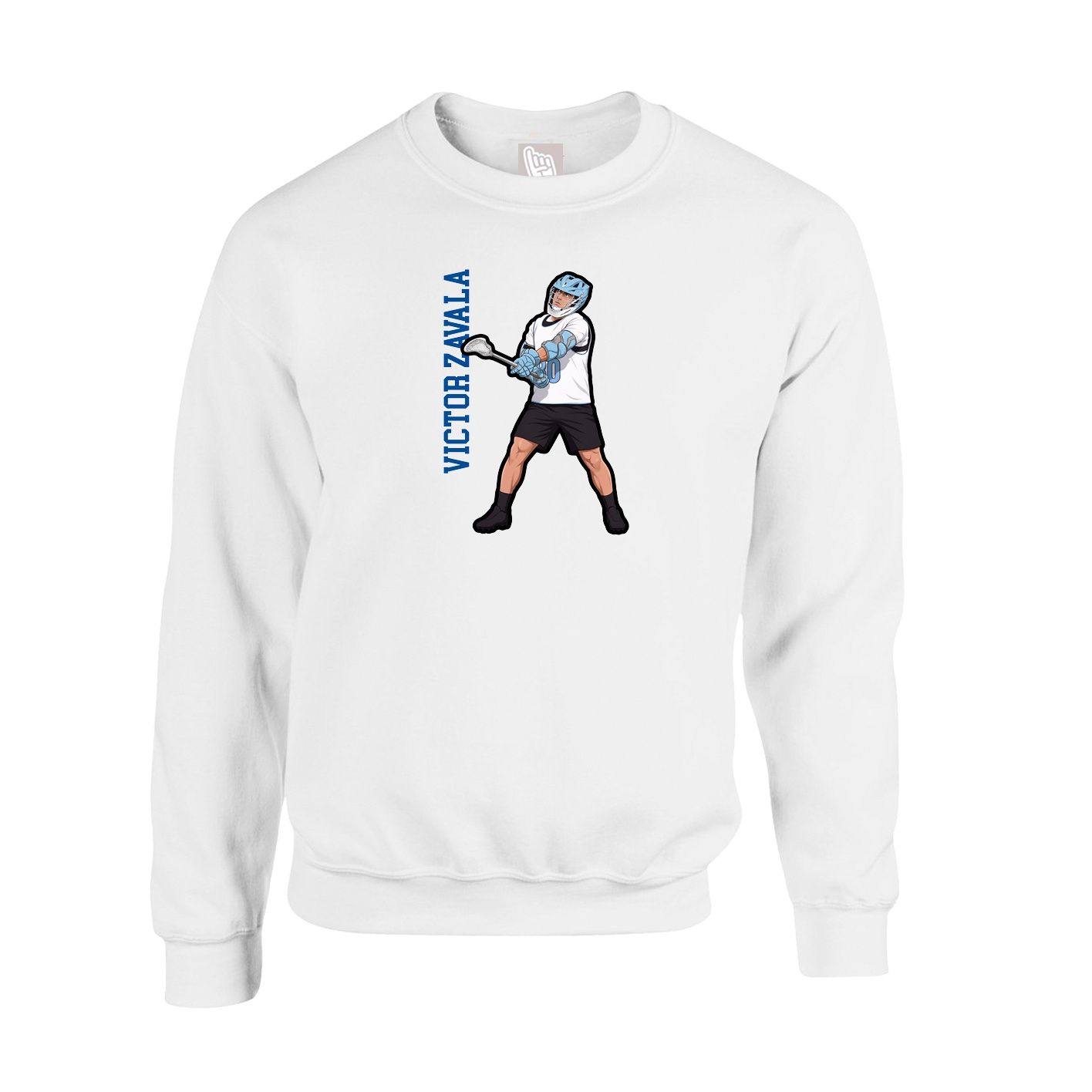 Fleece Crew — Name Vertical in White
