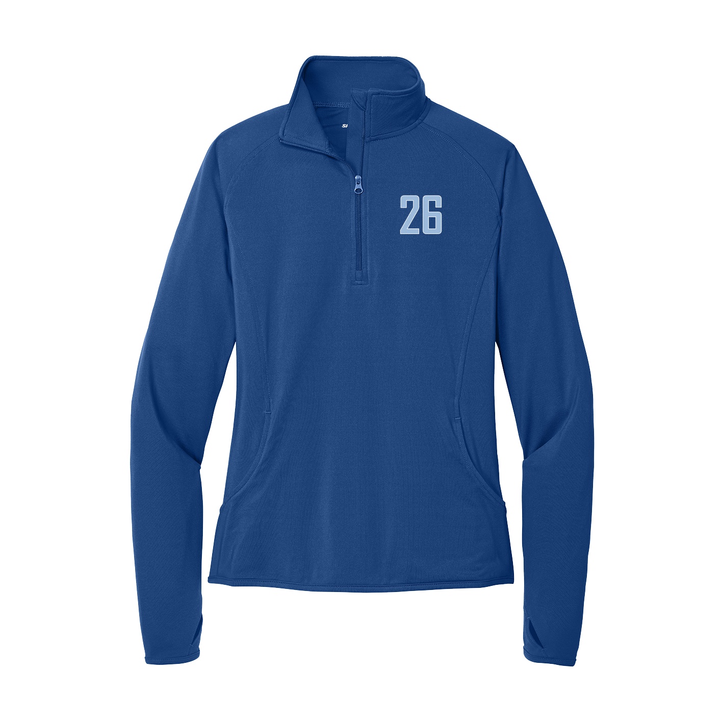 Women's Q-Zip Pullover — Front Shirsy in Royal