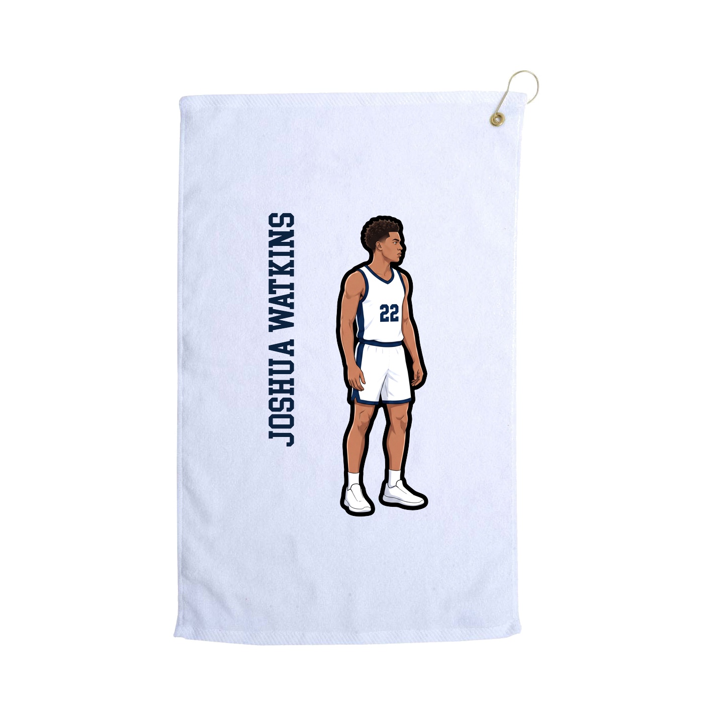 Golf Towel — Name Vertical in White