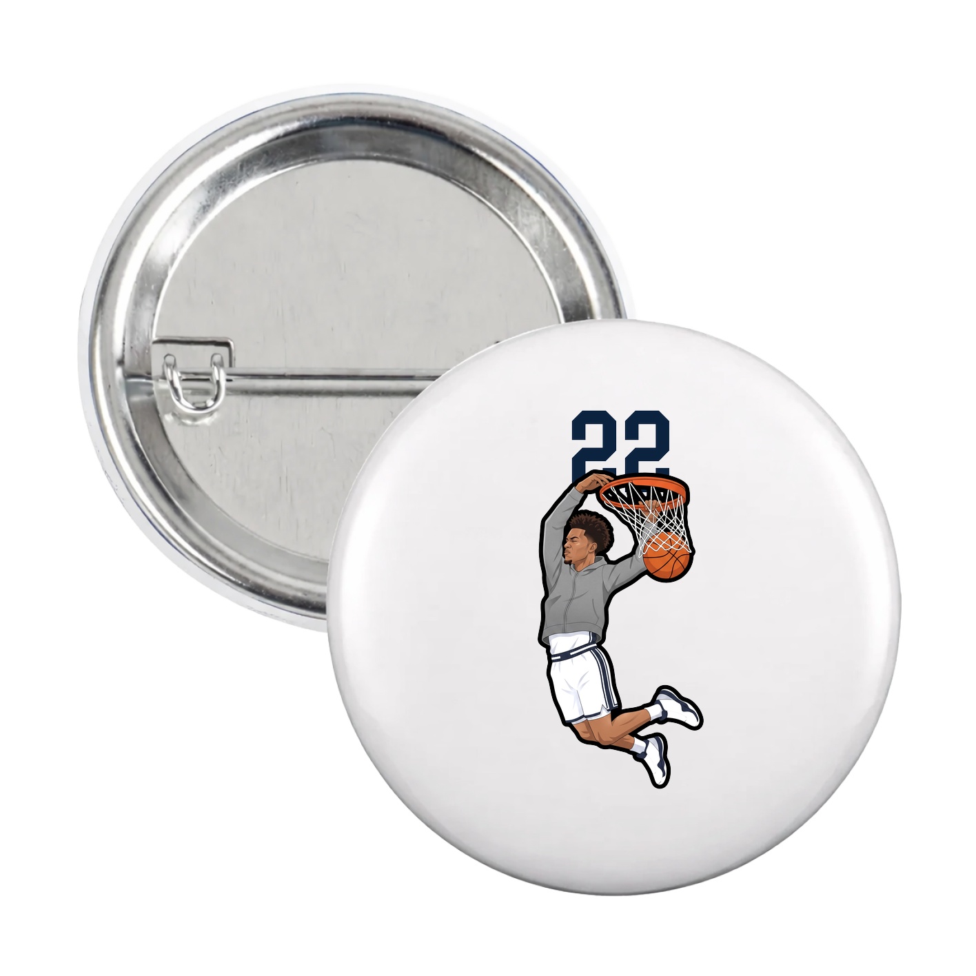 Game Day Button — Number Top in White
