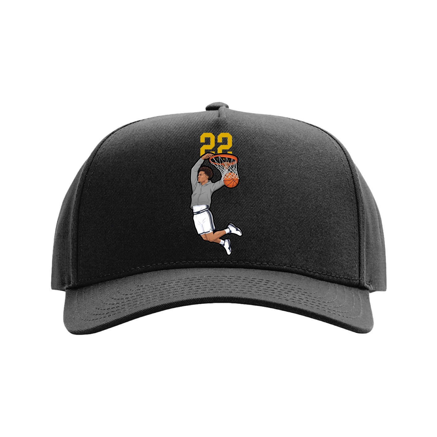 Full Fabric Five-Panel Champ Cap — Number Top in Black