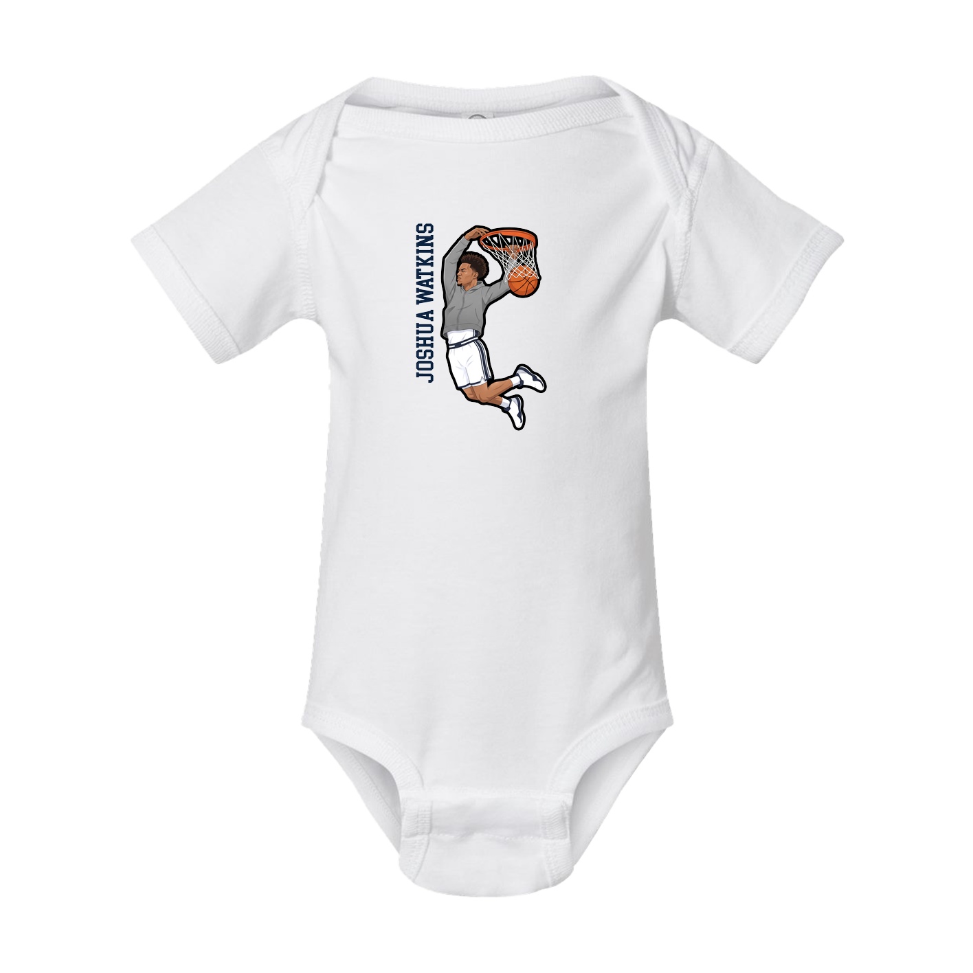 Baby Onesie — Name Vertical in White