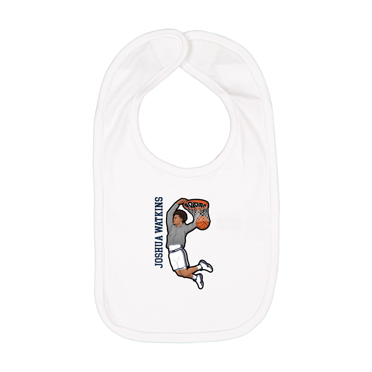 Infant Bib — Name Vertical in White