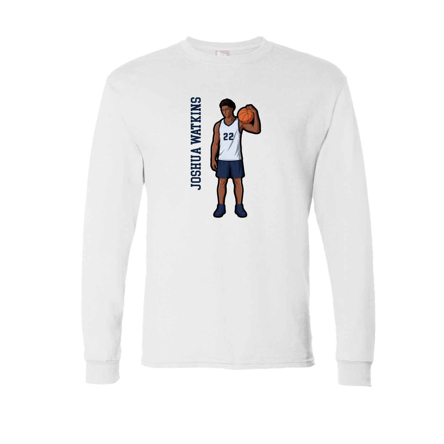 Long Sleeve Tee — Name Vertical in White