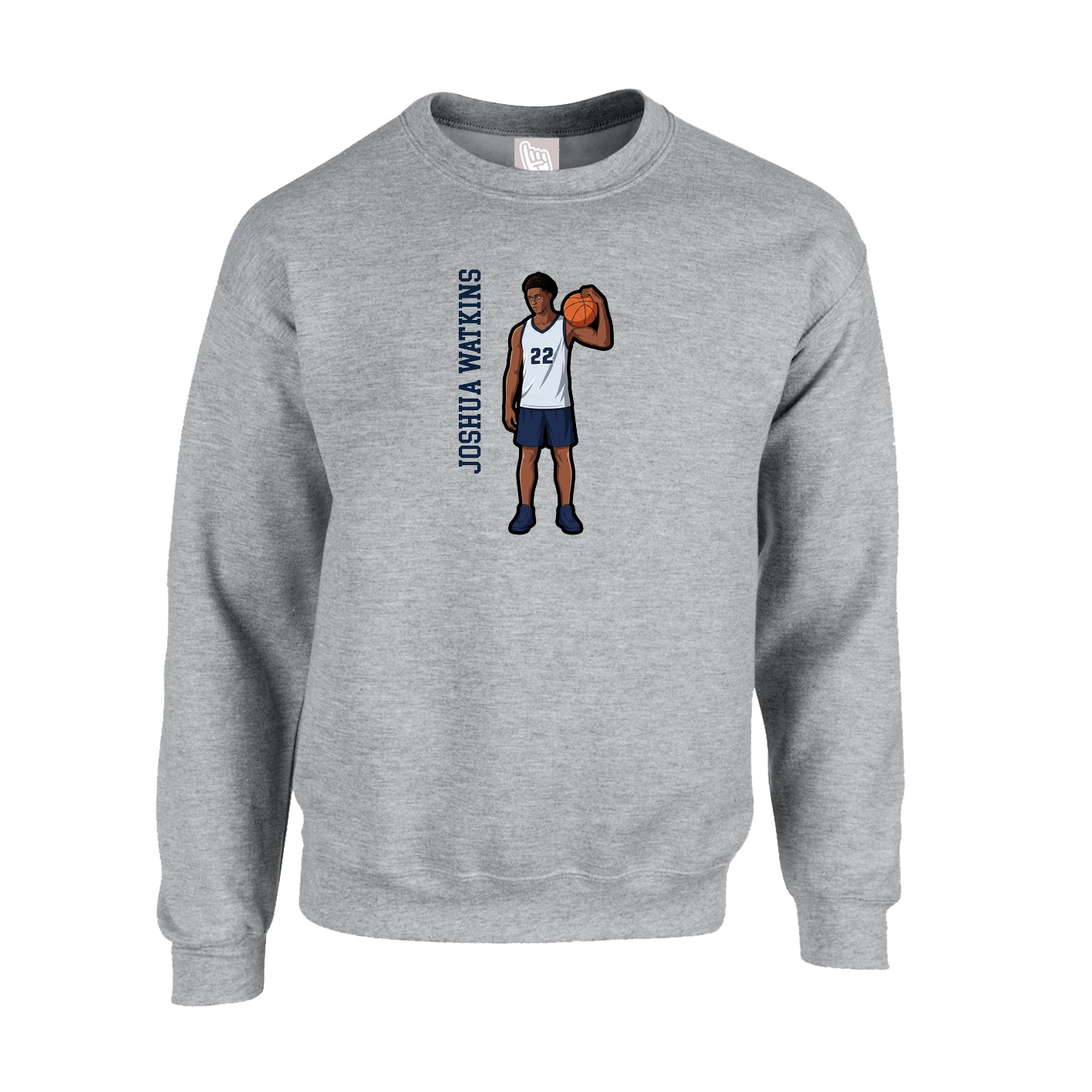 Fleece Crew — Name Vertical in Grey