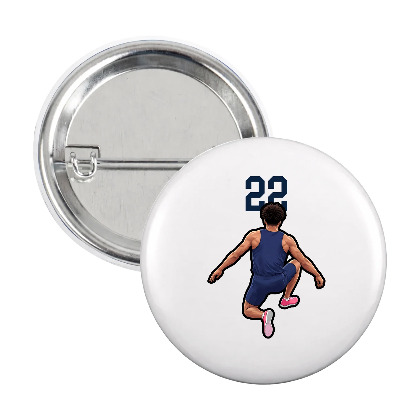 Game Day Button — Number Top in White