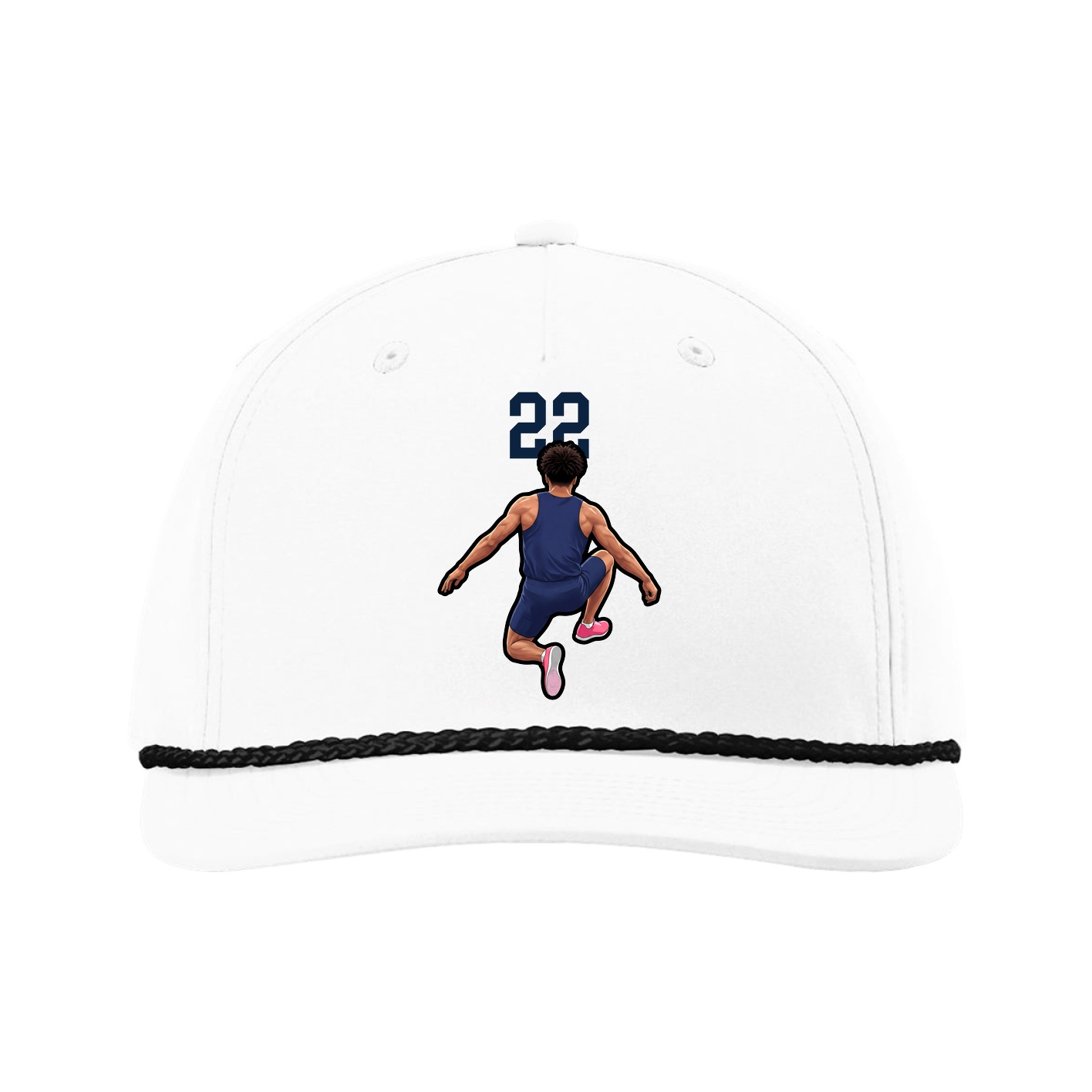 Five-Panel Classic Rope Cap — Number Top in White