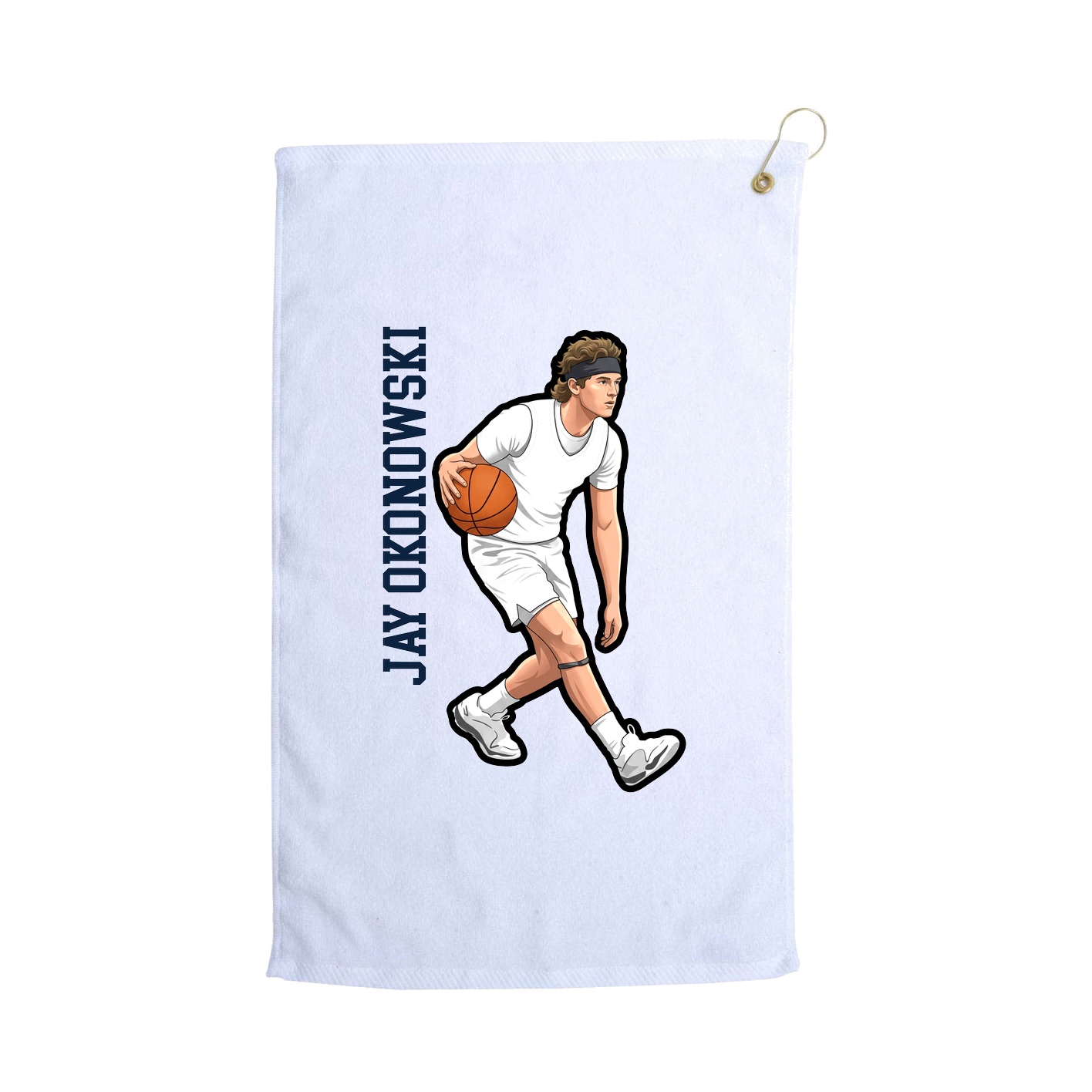 Golf Towel — Name Vertical in White