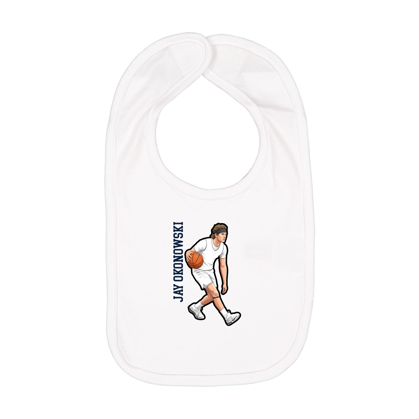 Infant Bib — Name Vertical in White
