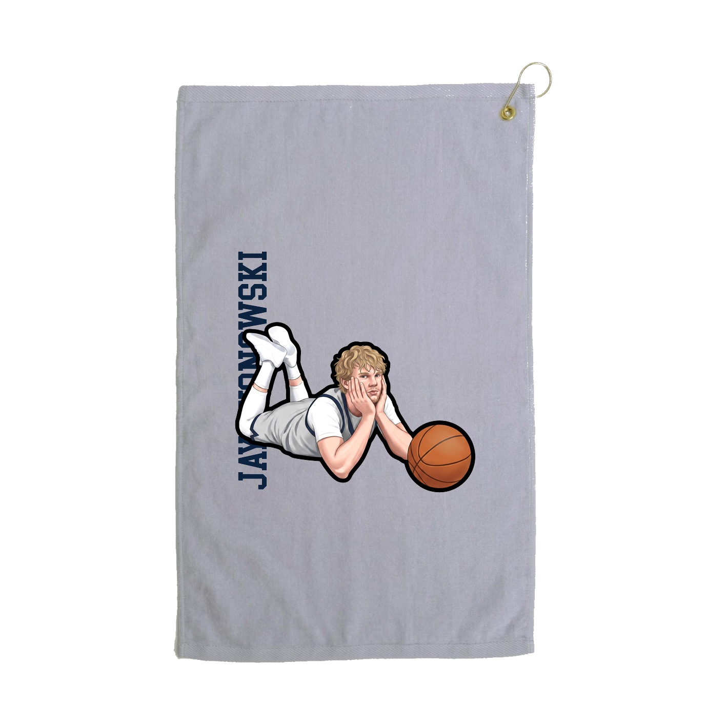 Golf Towel — Name Vertical in Grey