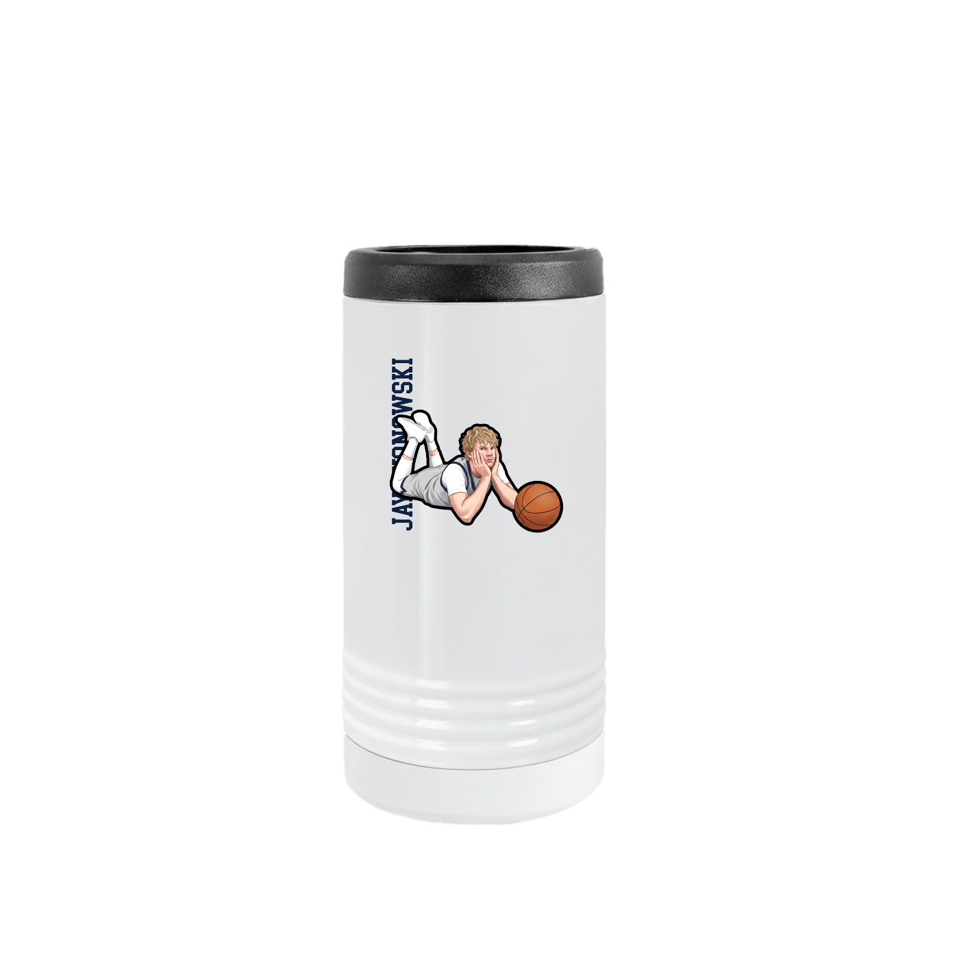 Slim Beverage Holder — Name Vertical in White