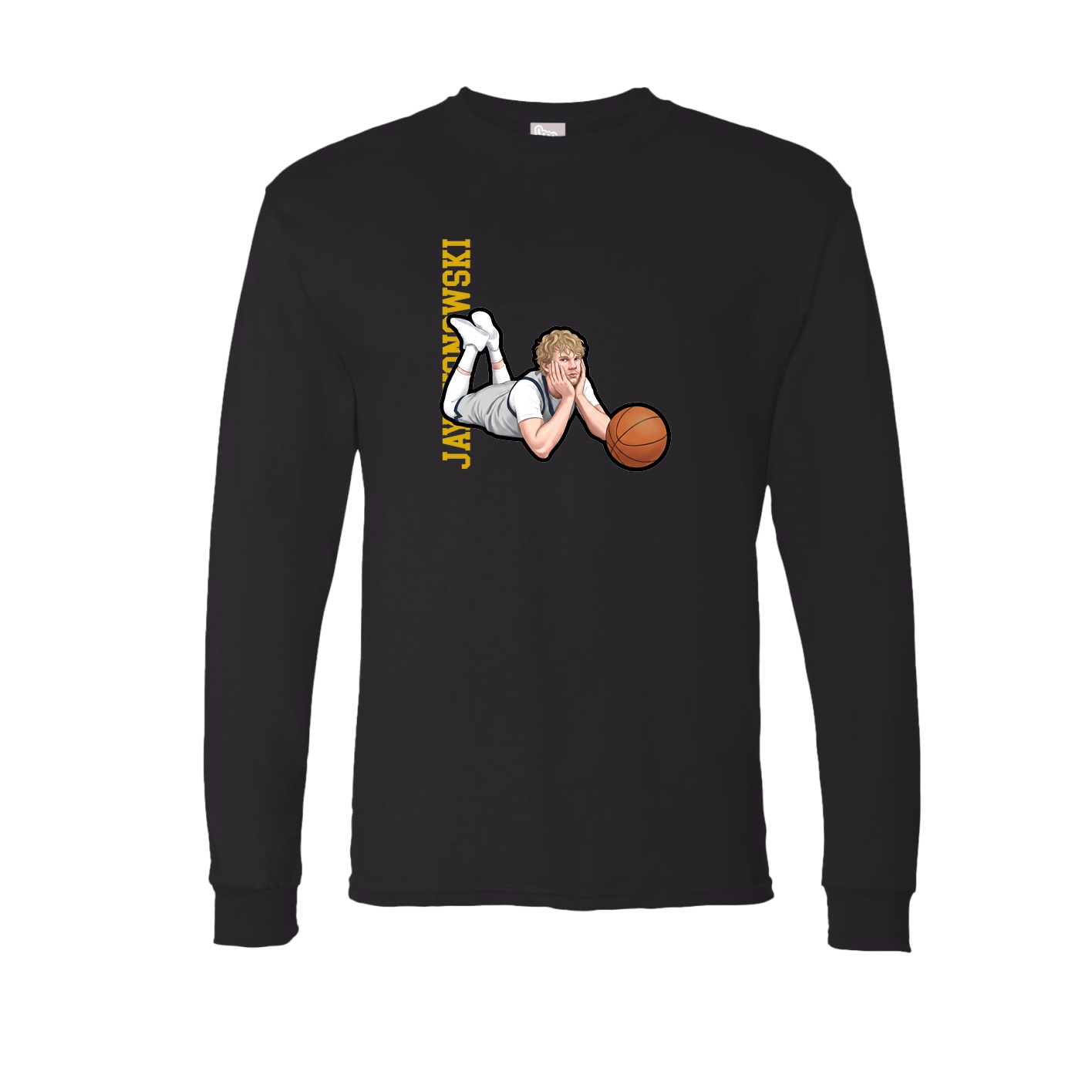 Long Sleeve Tee — Name Vertical in Black