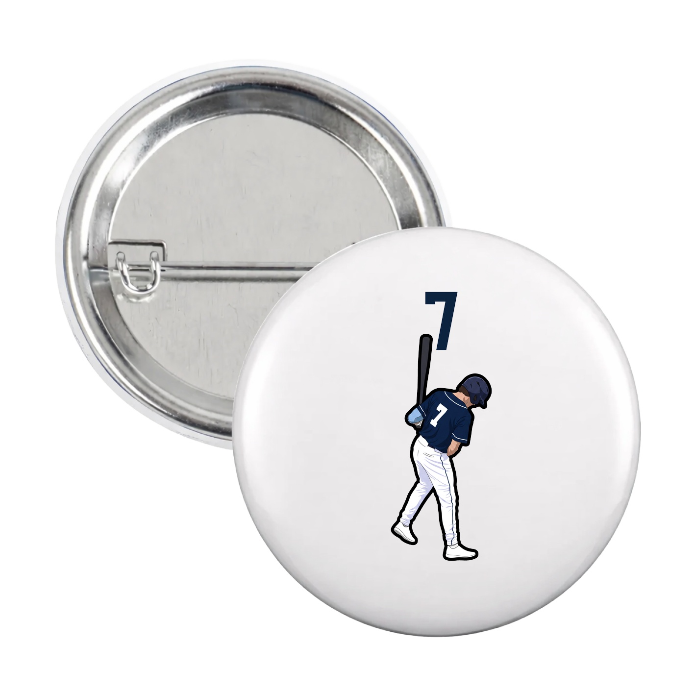 Game Day Button — Number Top in White