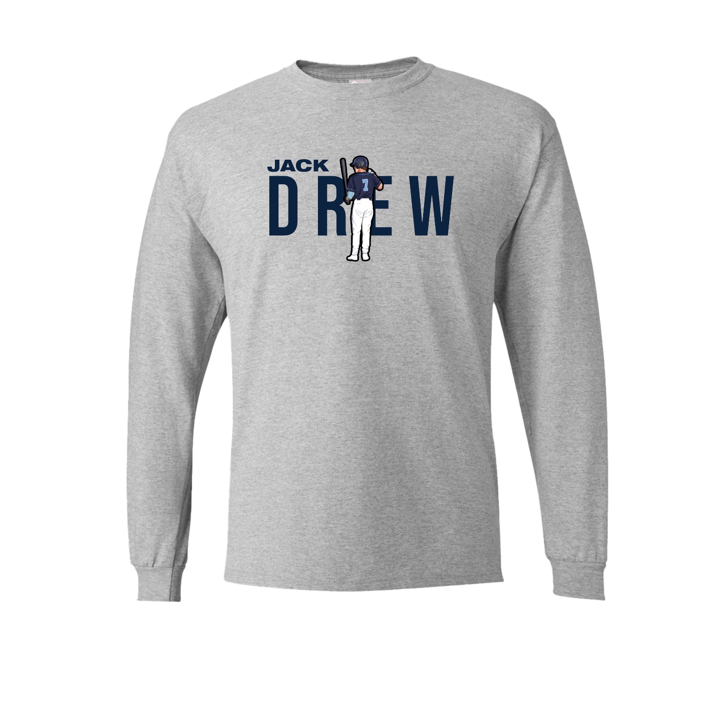 Long Sleeve Tee — Player Name in Grey