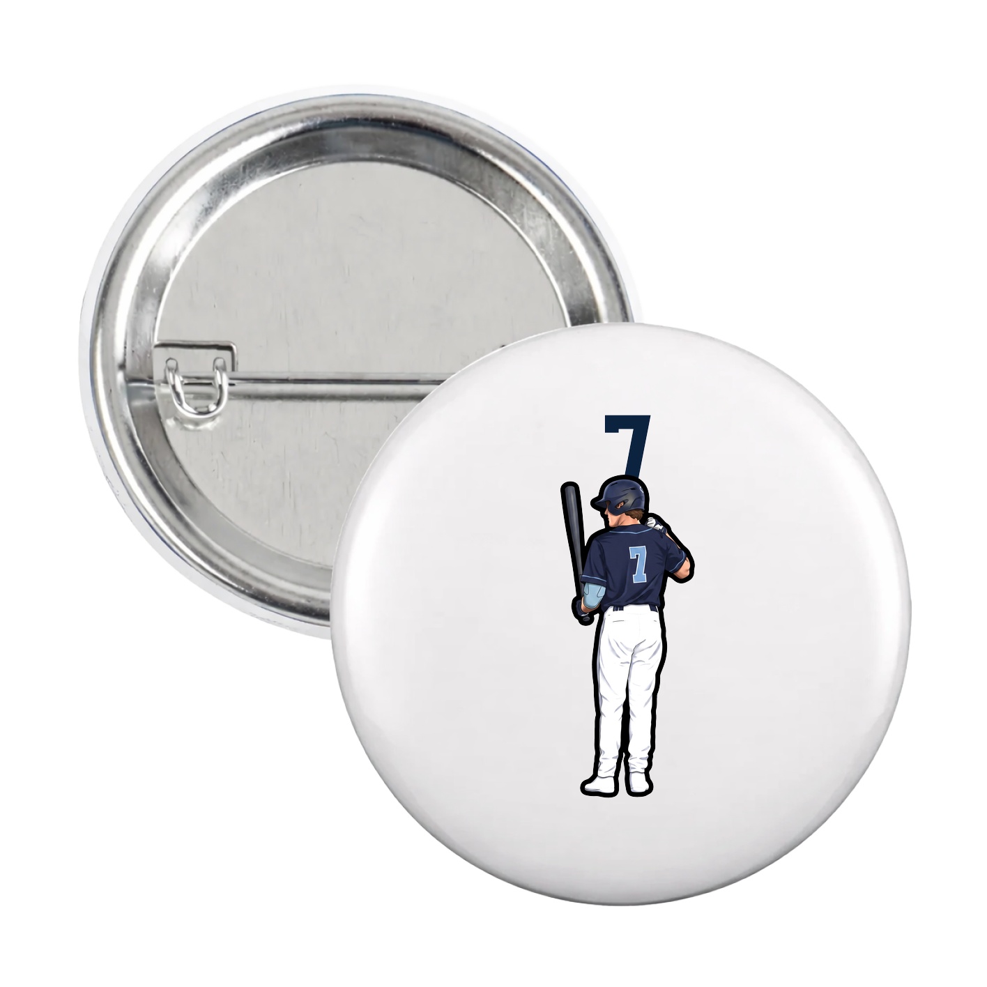 Game Day Button — Number Top in White