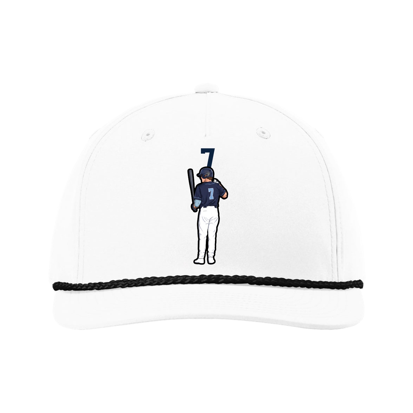 Five-Panel Classic Rope Cap — Number Top in White