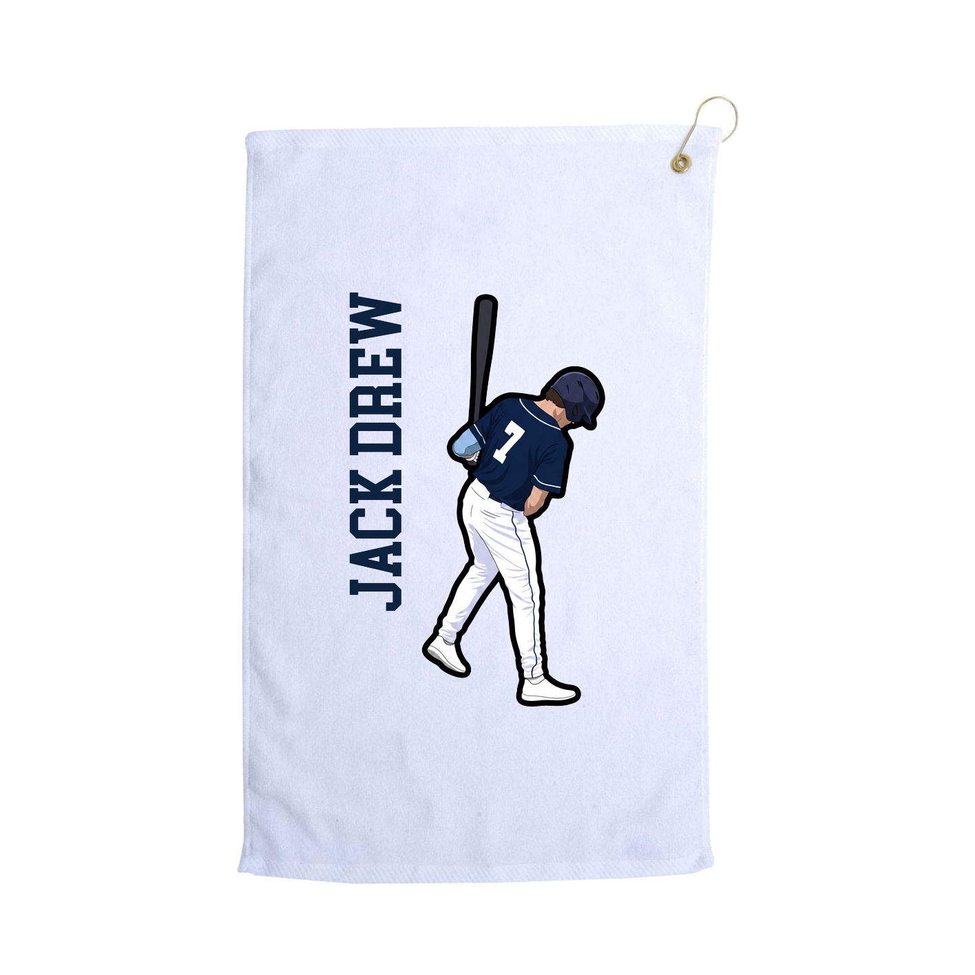 Golf Towel — Name Vertical in White