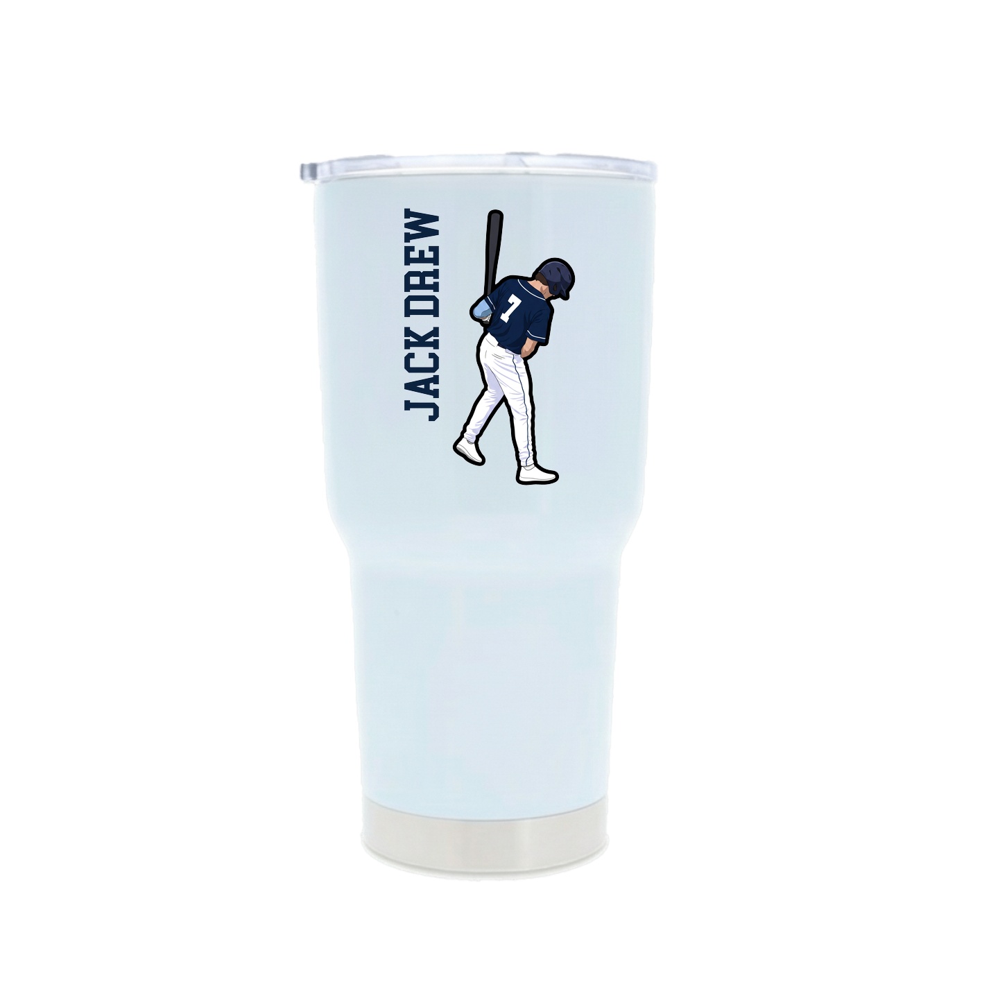 30oz Stainless Steel Tumbler — Name Vertical in White
