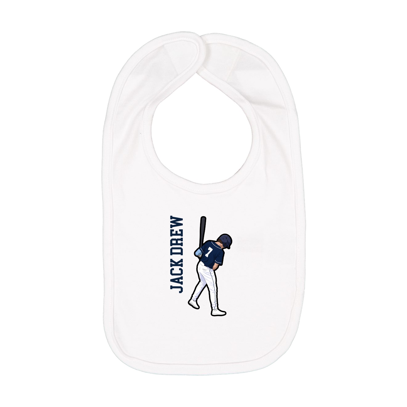 Infant Bib — Name Vertical in White