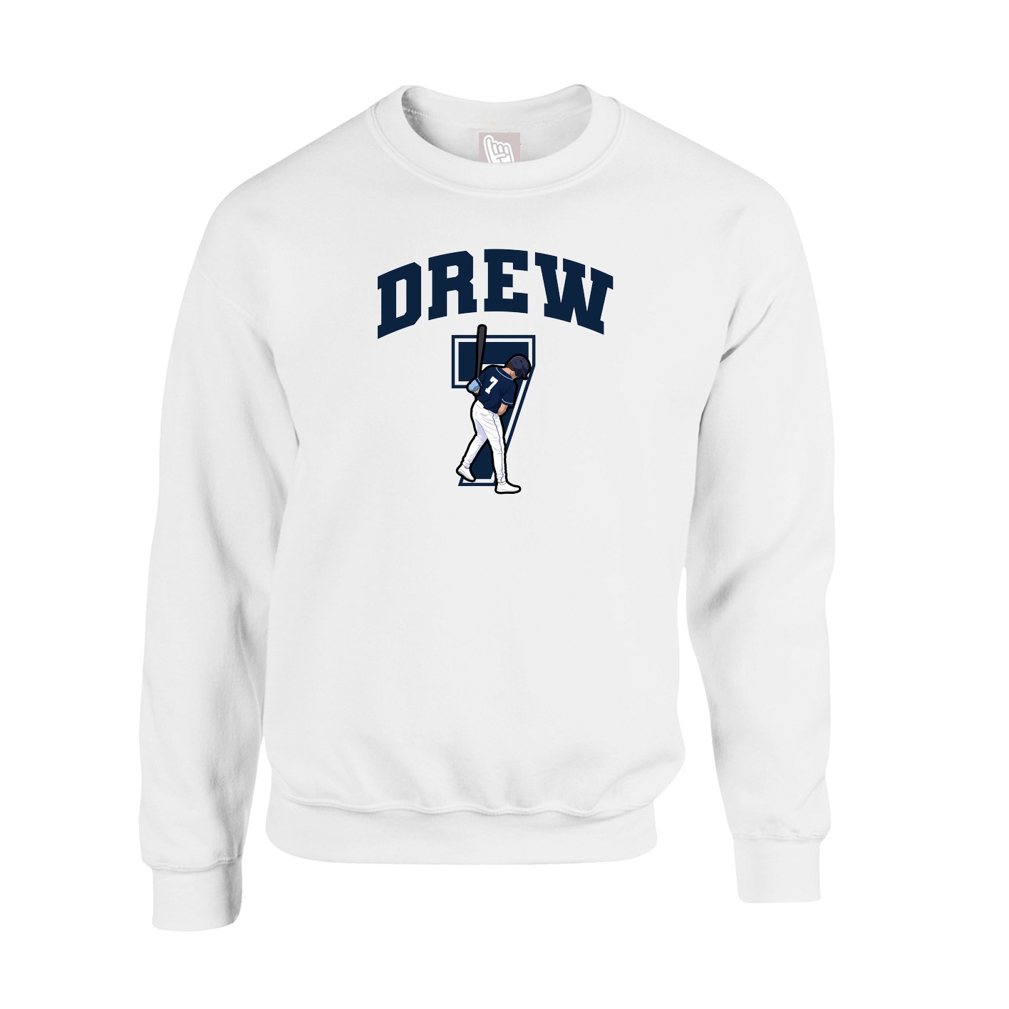 Fleece Crew — Number in White