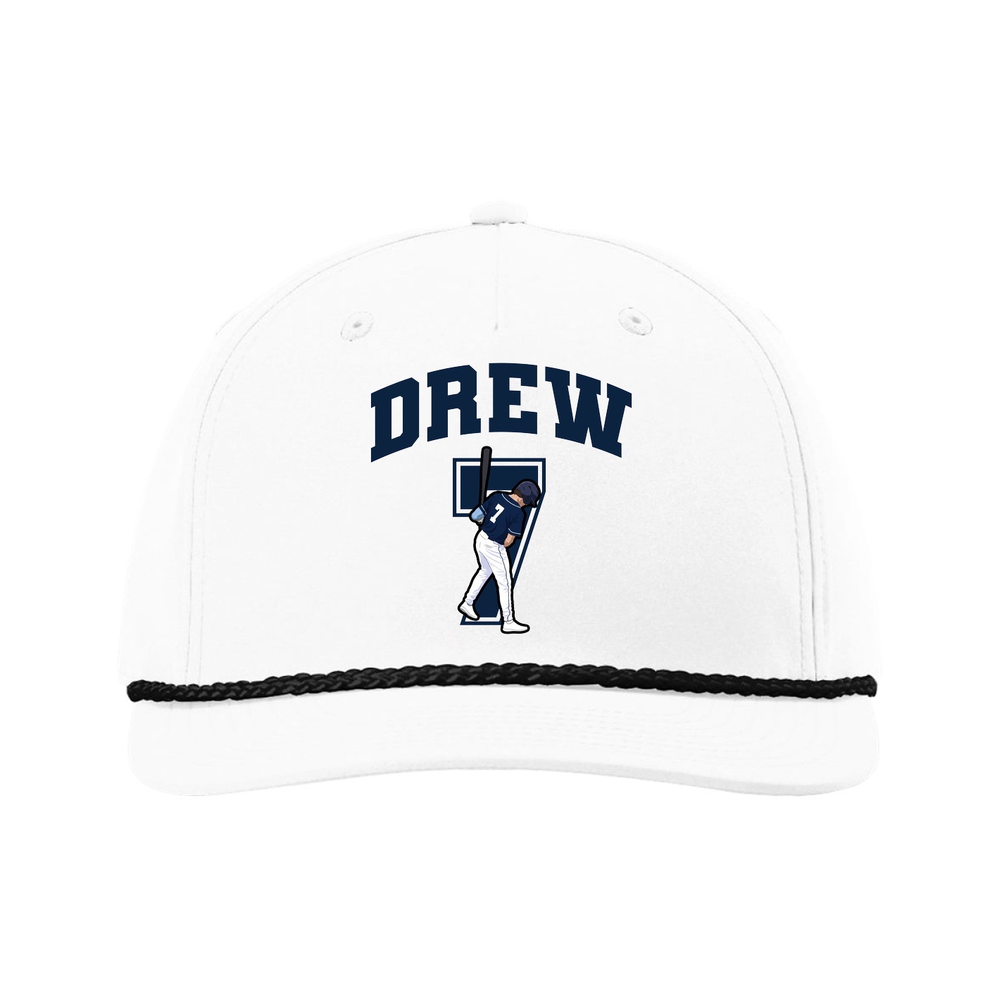 Five-Panel Classic Rope Cap — Number in White